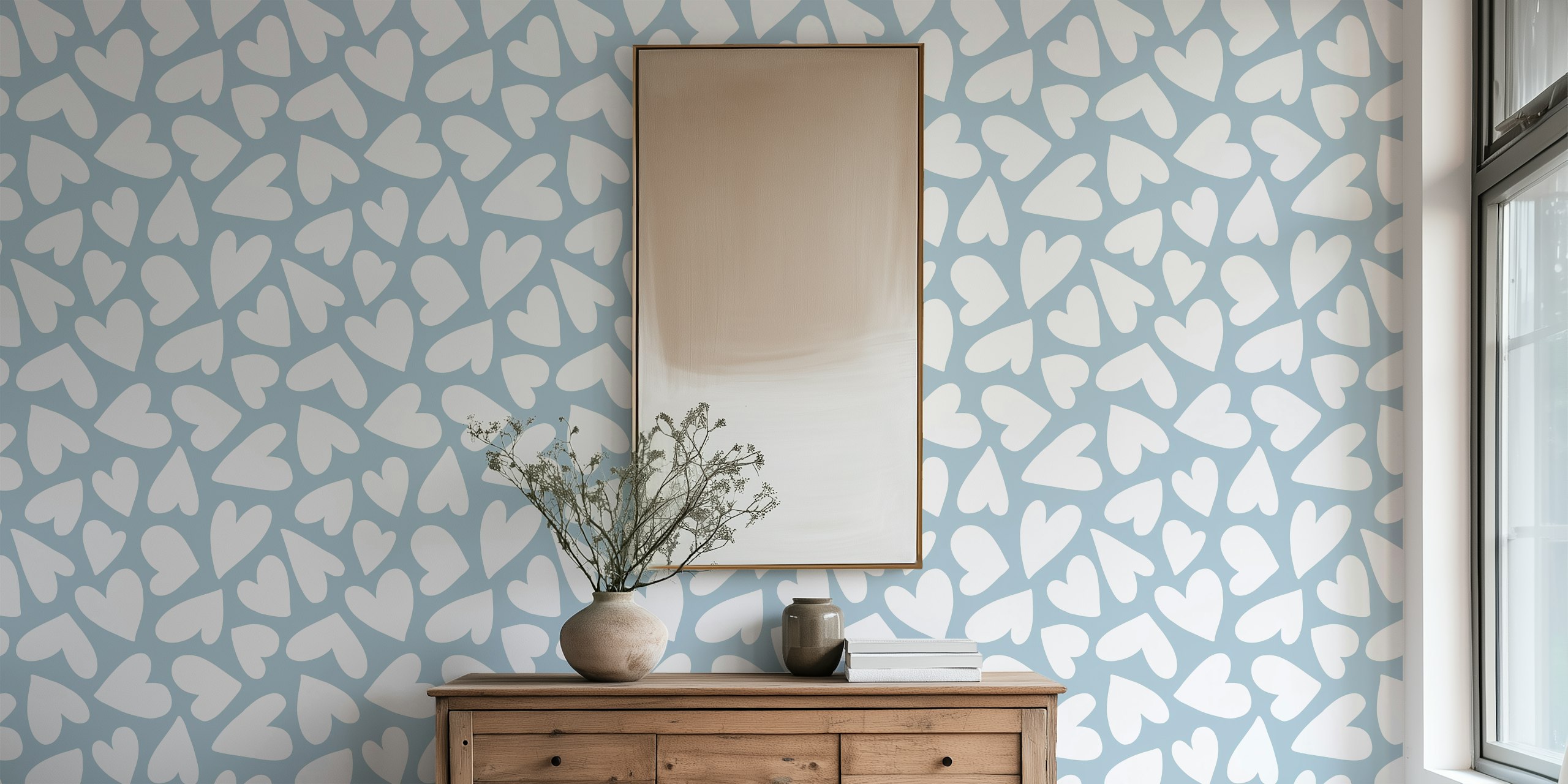 Playful Hearts Moody Blue tapetdesign