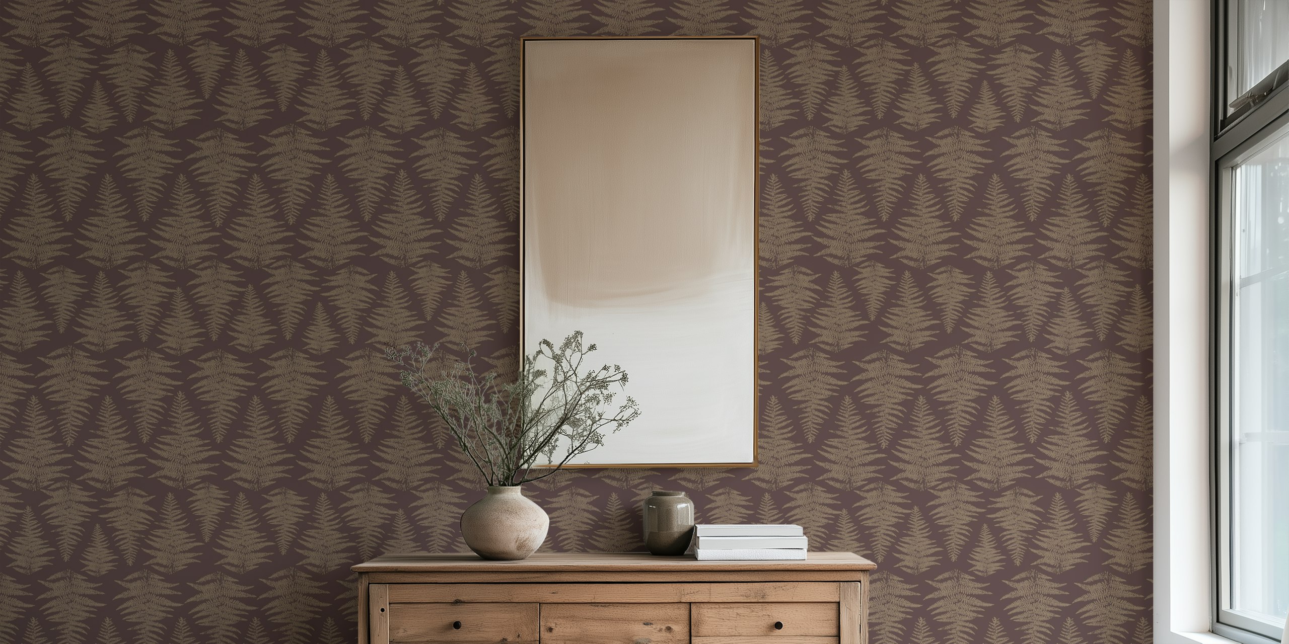 Vintage fern wallpaper in einem Raum