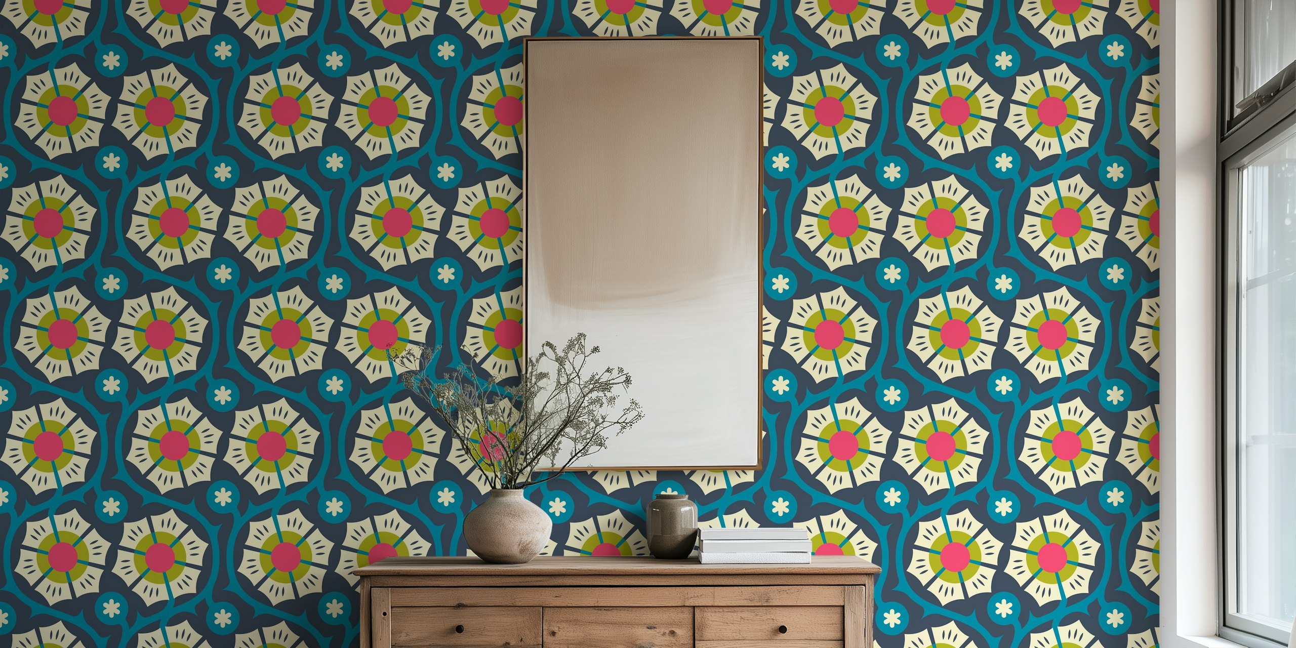 Bold Vintage Flora dans une pièce élégante