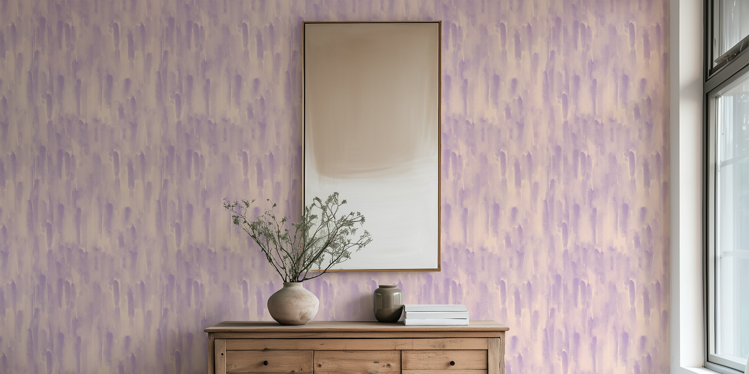 Abstract watercolor pattern in soft pastel purple wallpaper