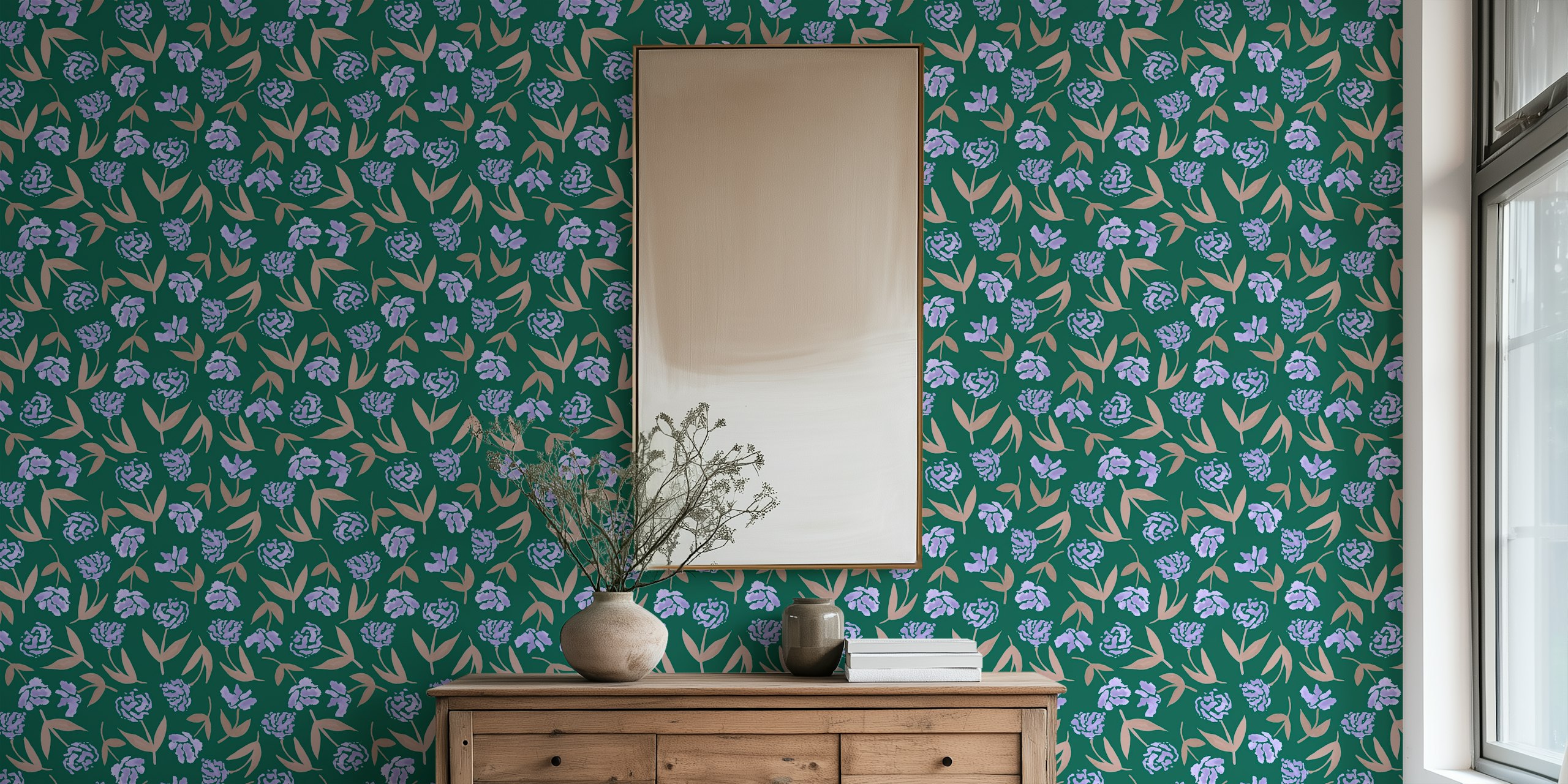 Midnight Bloom funky floral carta da parati nella stanza