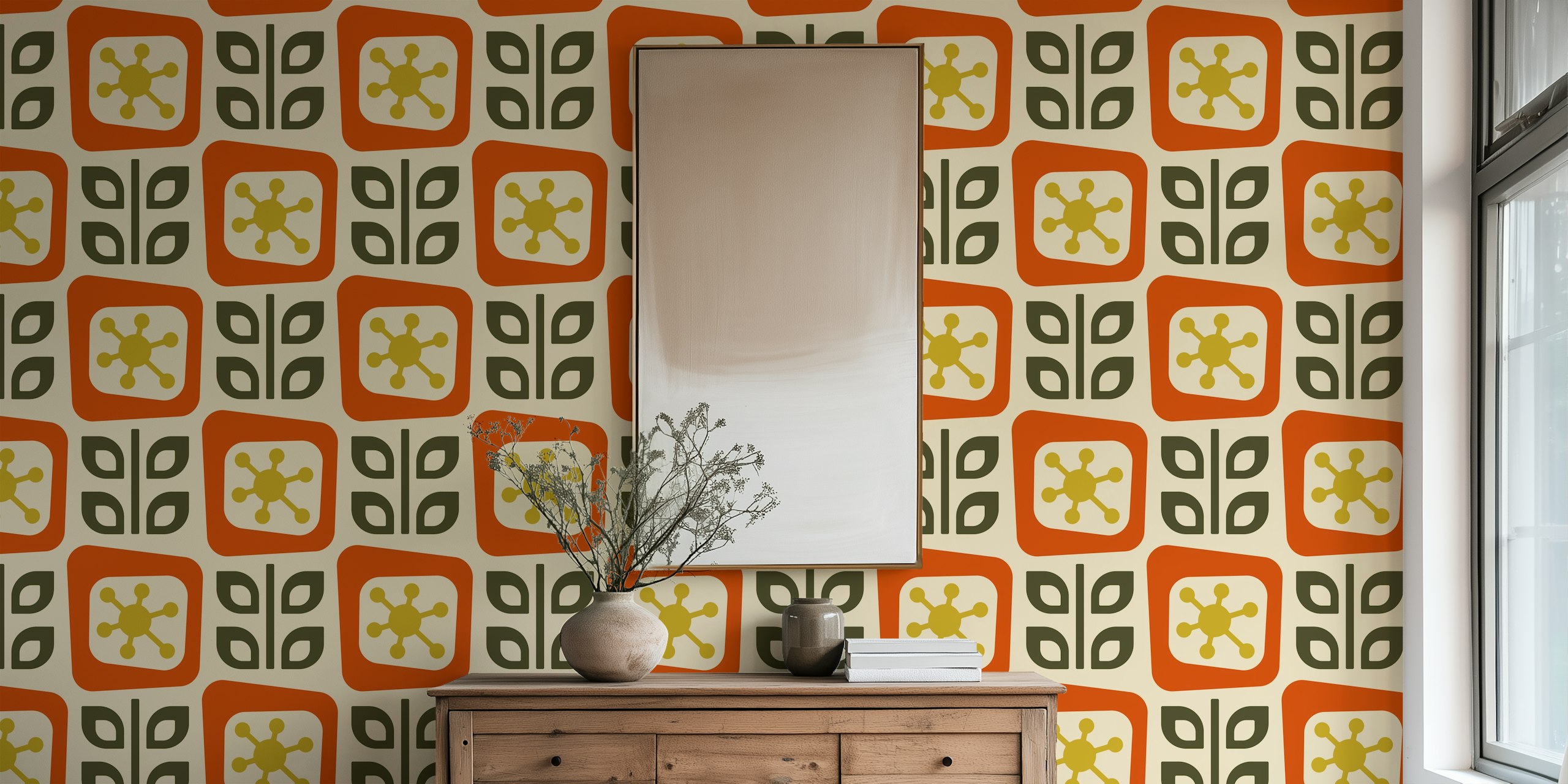 Organic Vintage Blocks tapetti huoneessa