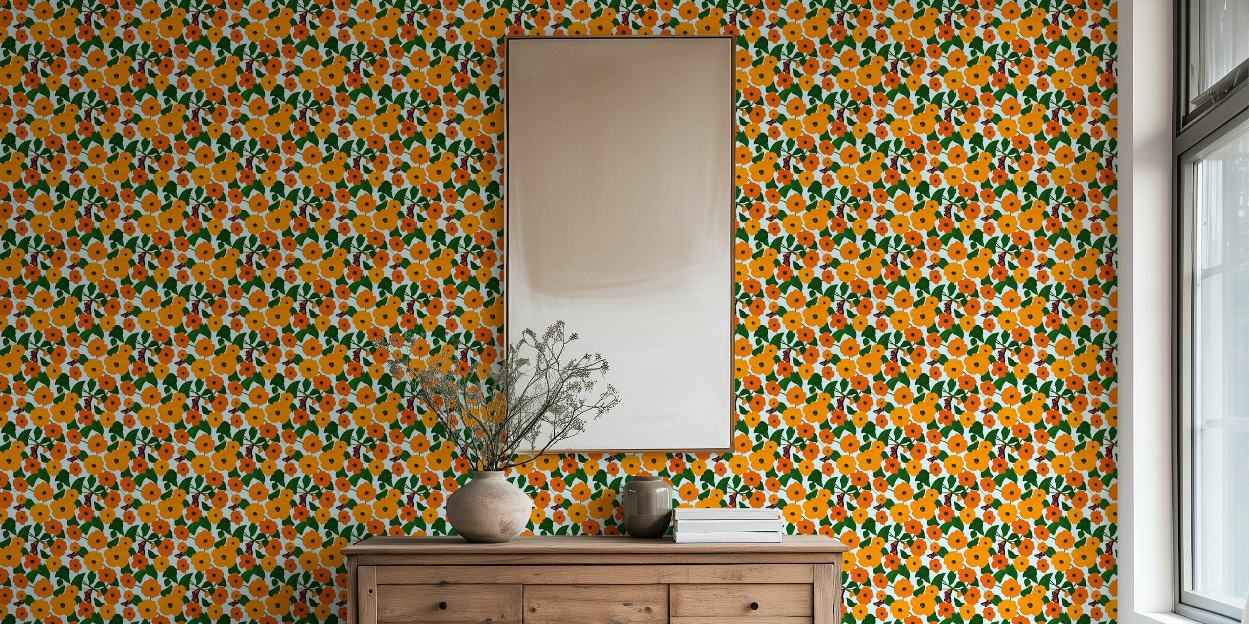 Phoebes Floral Garden wallpaper in a room