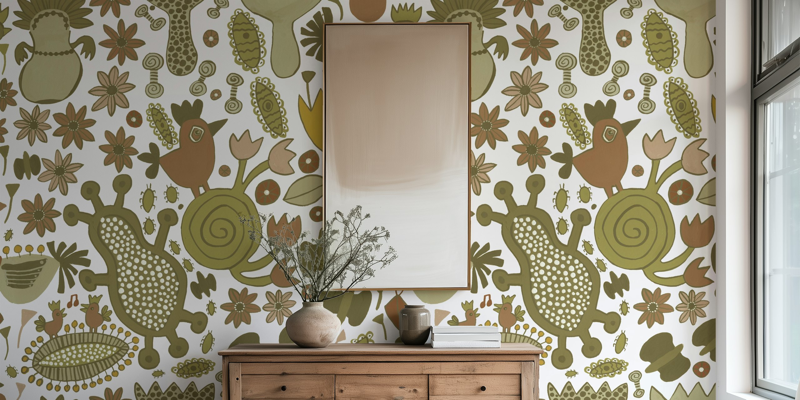 Elliot Nature Large wallpaper design in a room
