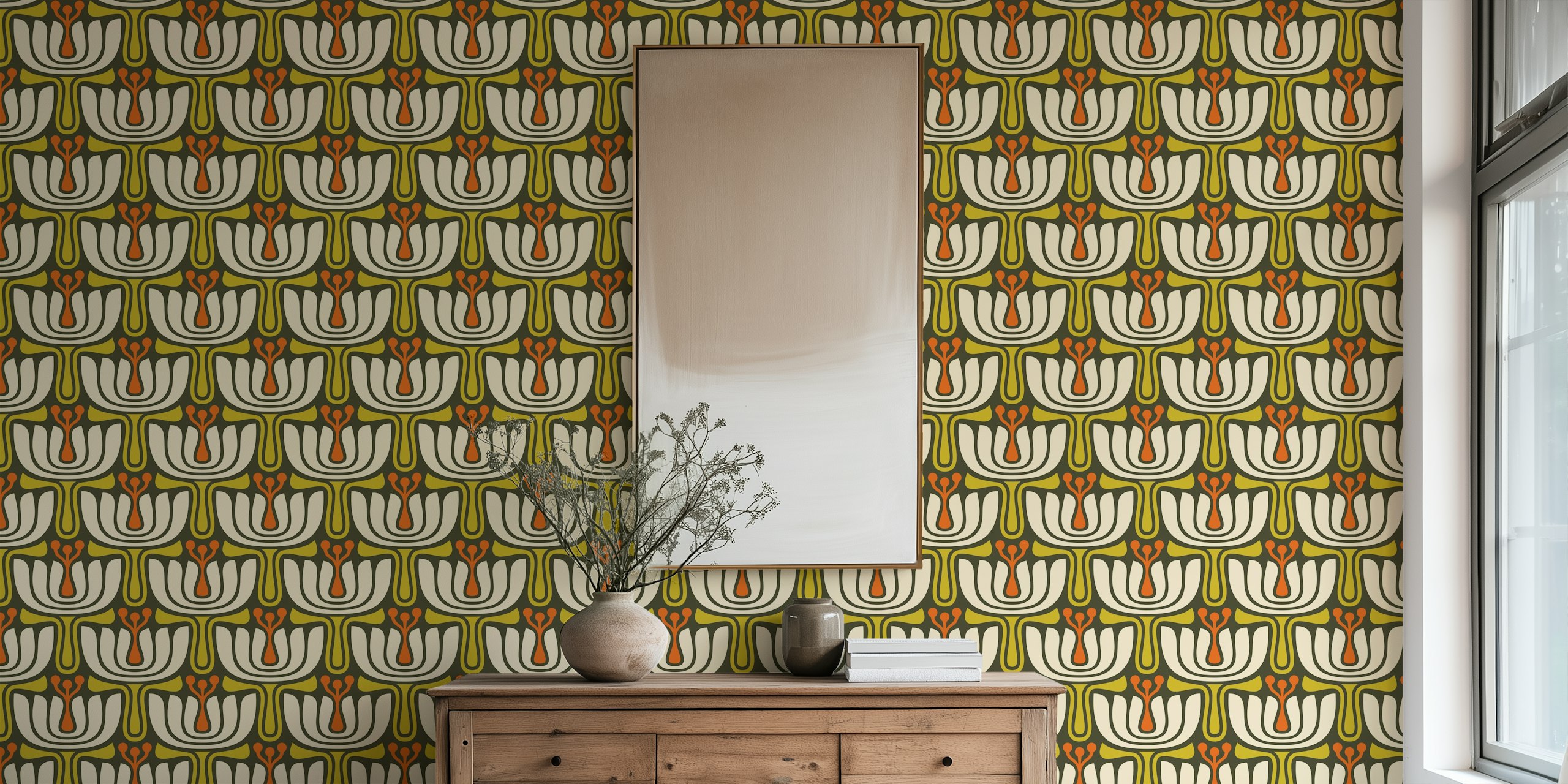 Vintage Petal Charm wallpaper in a room setting