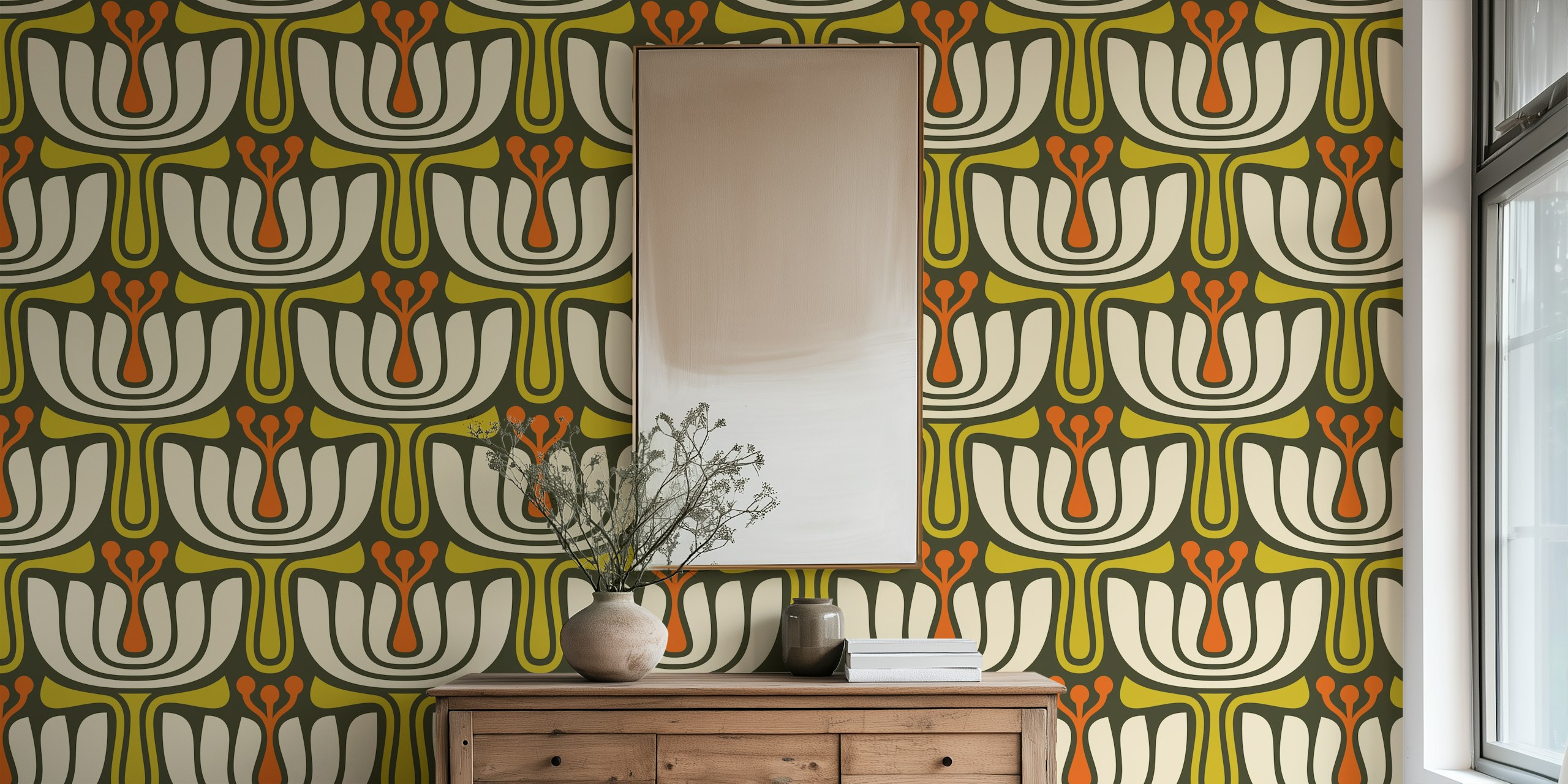 Vintage Petal Charm wallpaper in een kamer