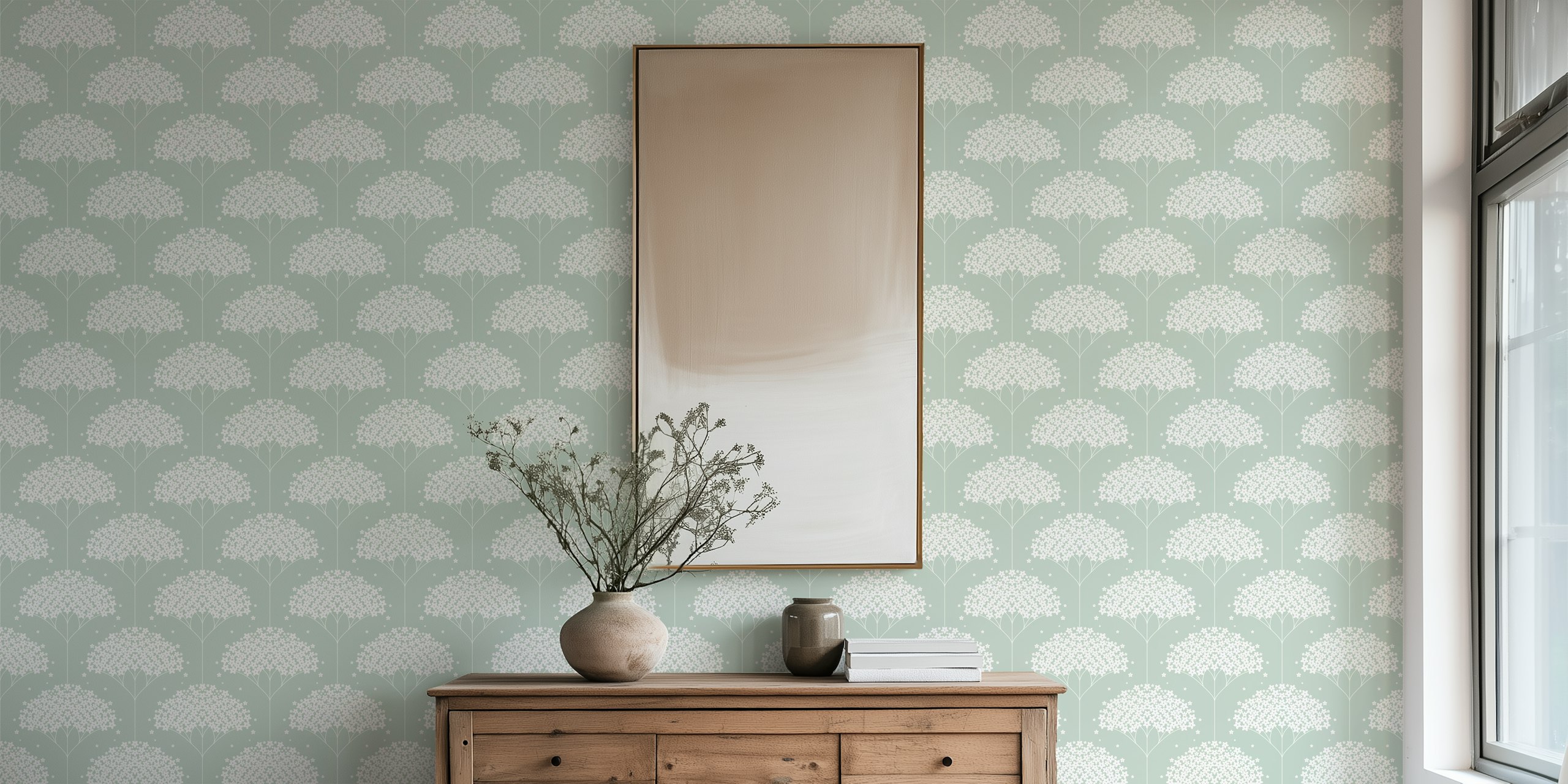 Floral Hyldeblomst wallpaper in a room