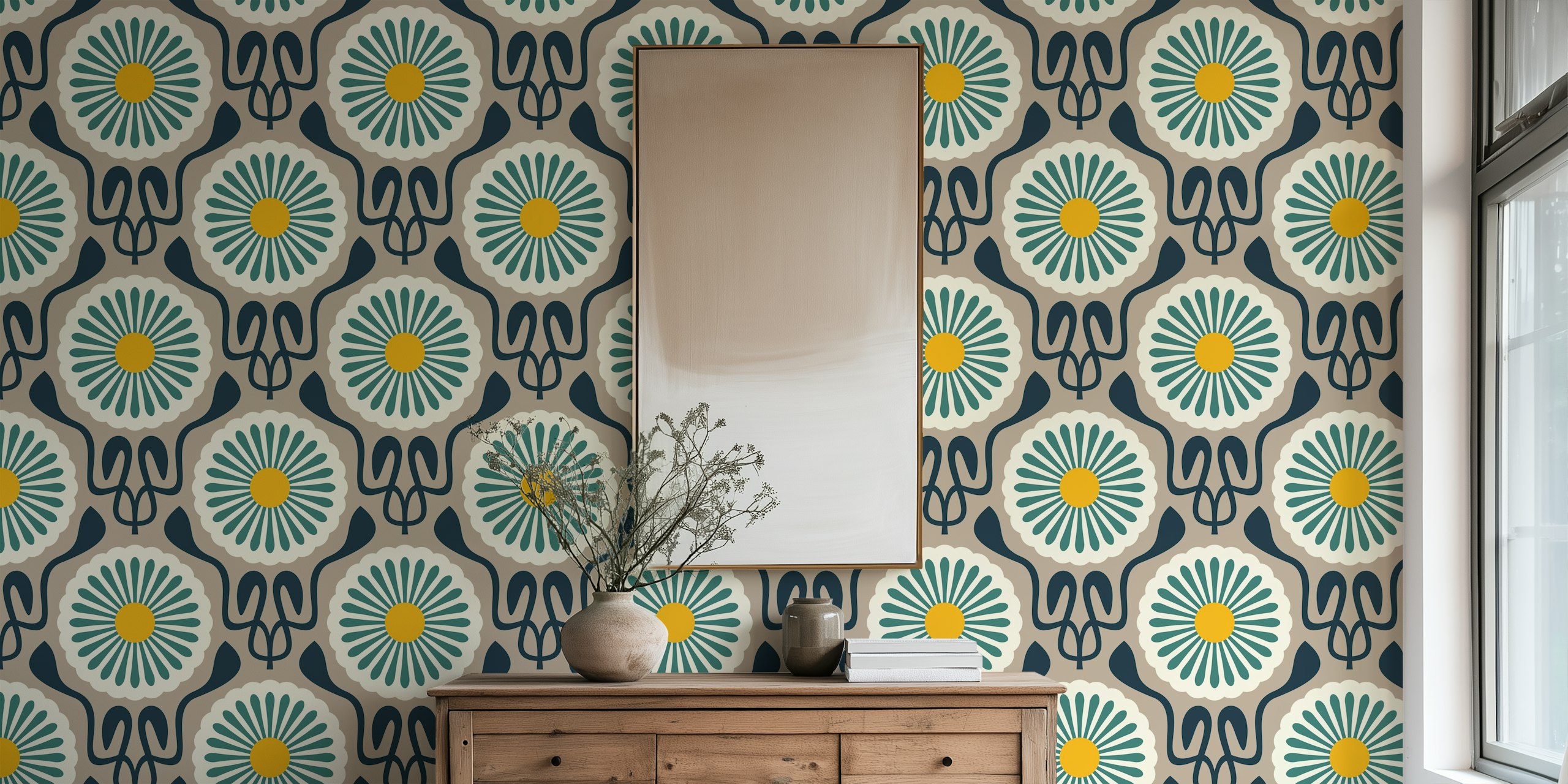 Chic Daisy Delight wallpaper v nastavení pokoje