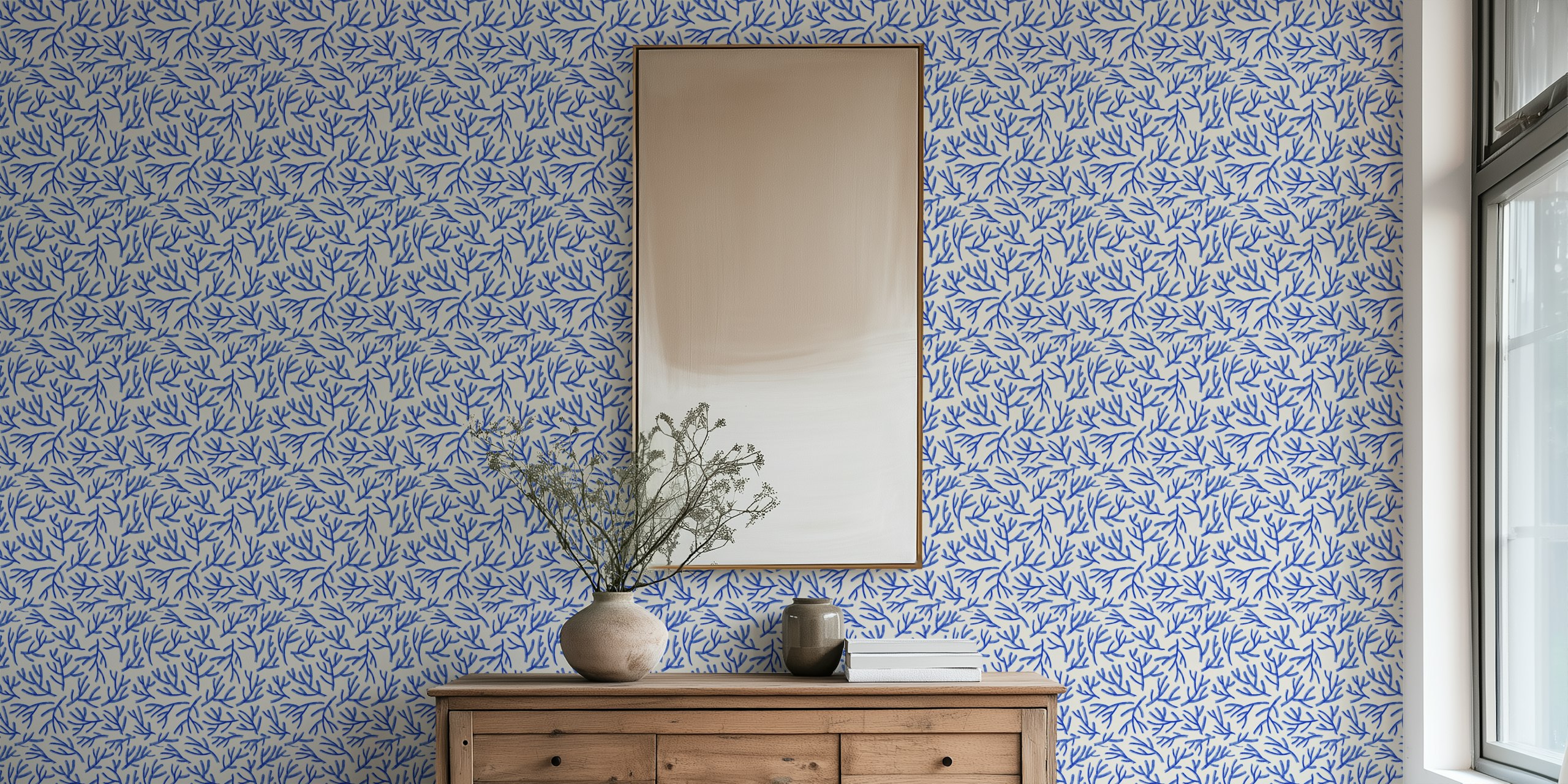 Diseño de pared Blue Corals en una habitación