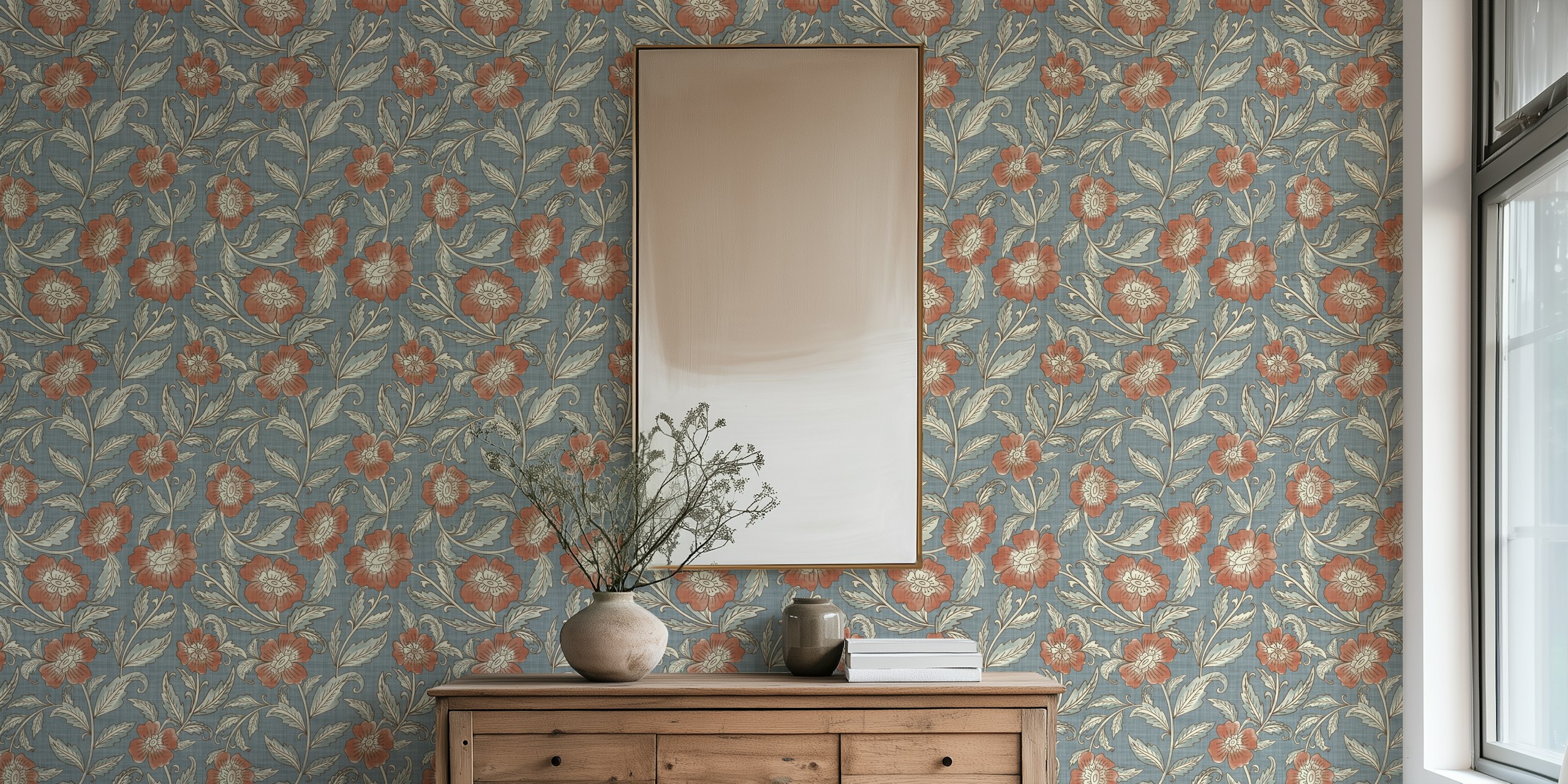 Heritage Flower Charm Tapete in einem Raum