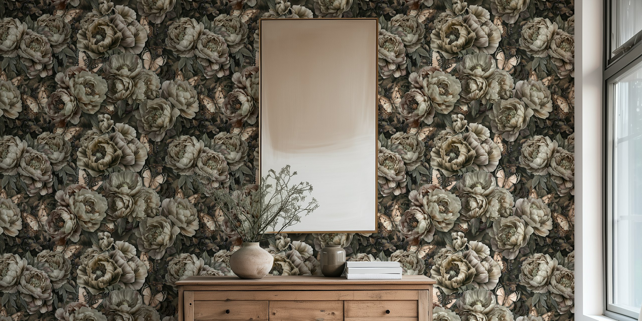 Diseño de papel pintado Vintage Butterfly And Blossoms