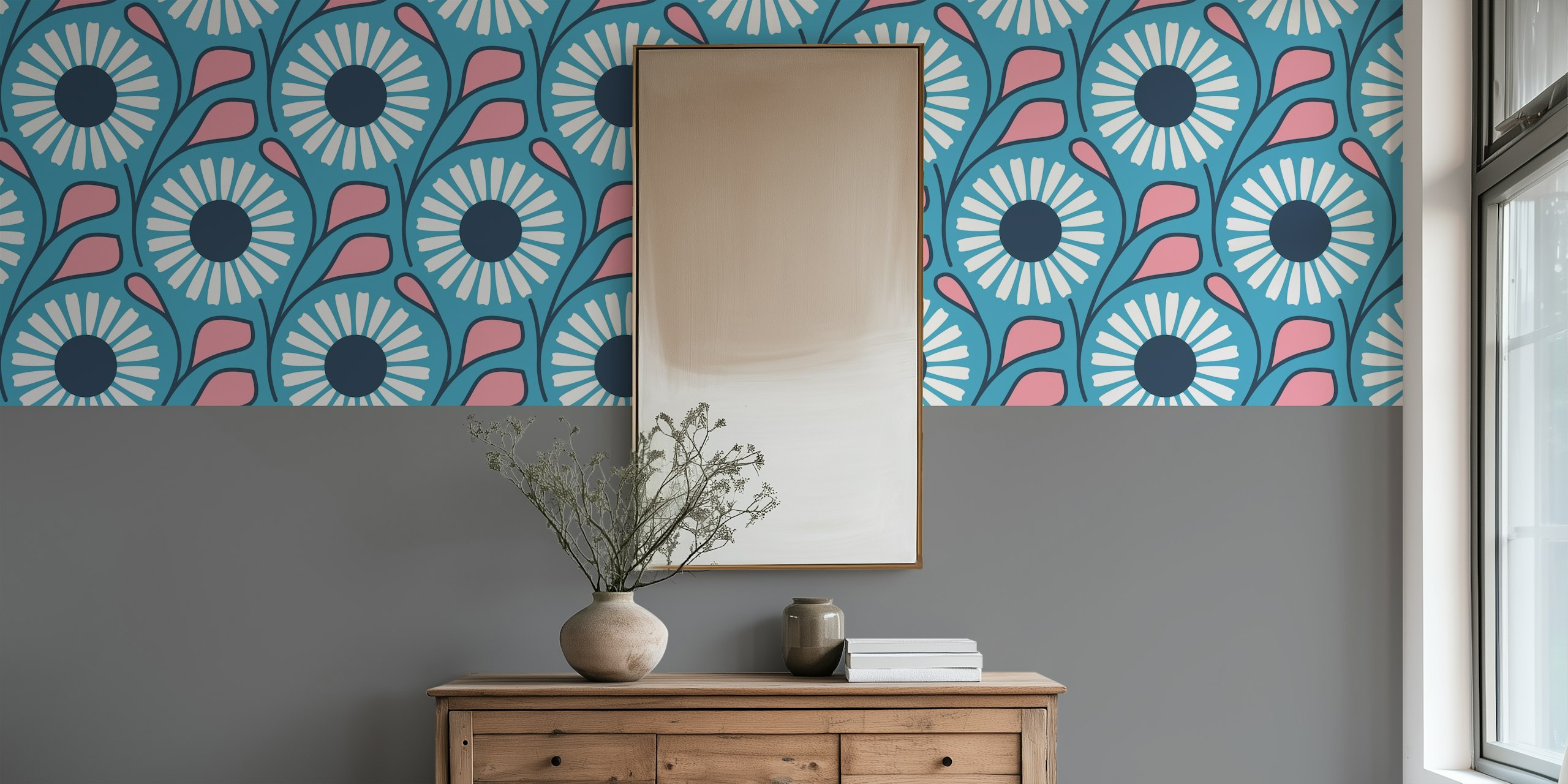 Retro Daisy Dream wallpaper in a room