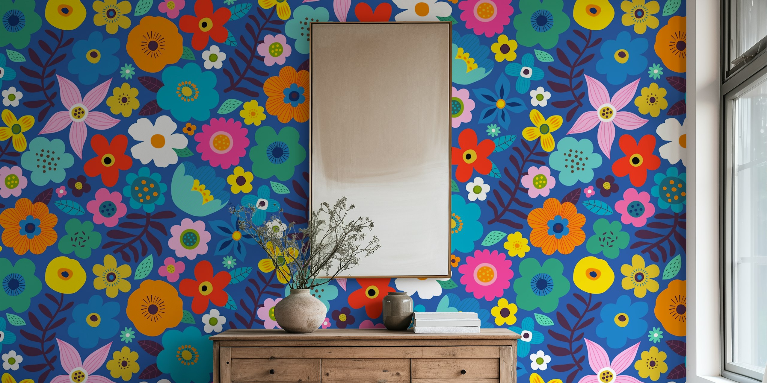 Design de papier peint Bold Floral dans une pièce