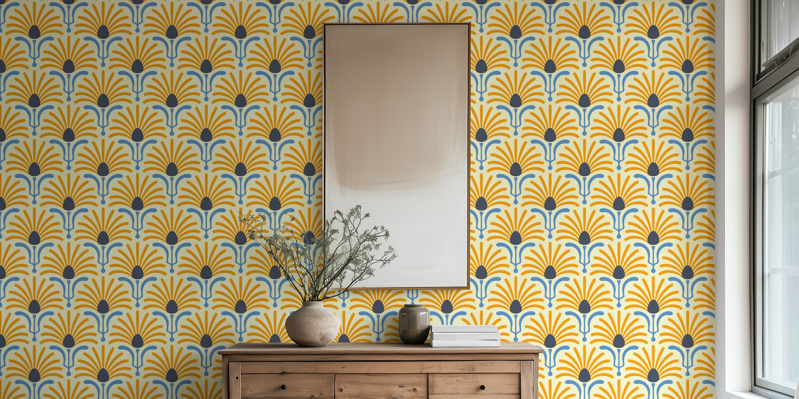 Bohemian Daisy Burst wallpaper in a room