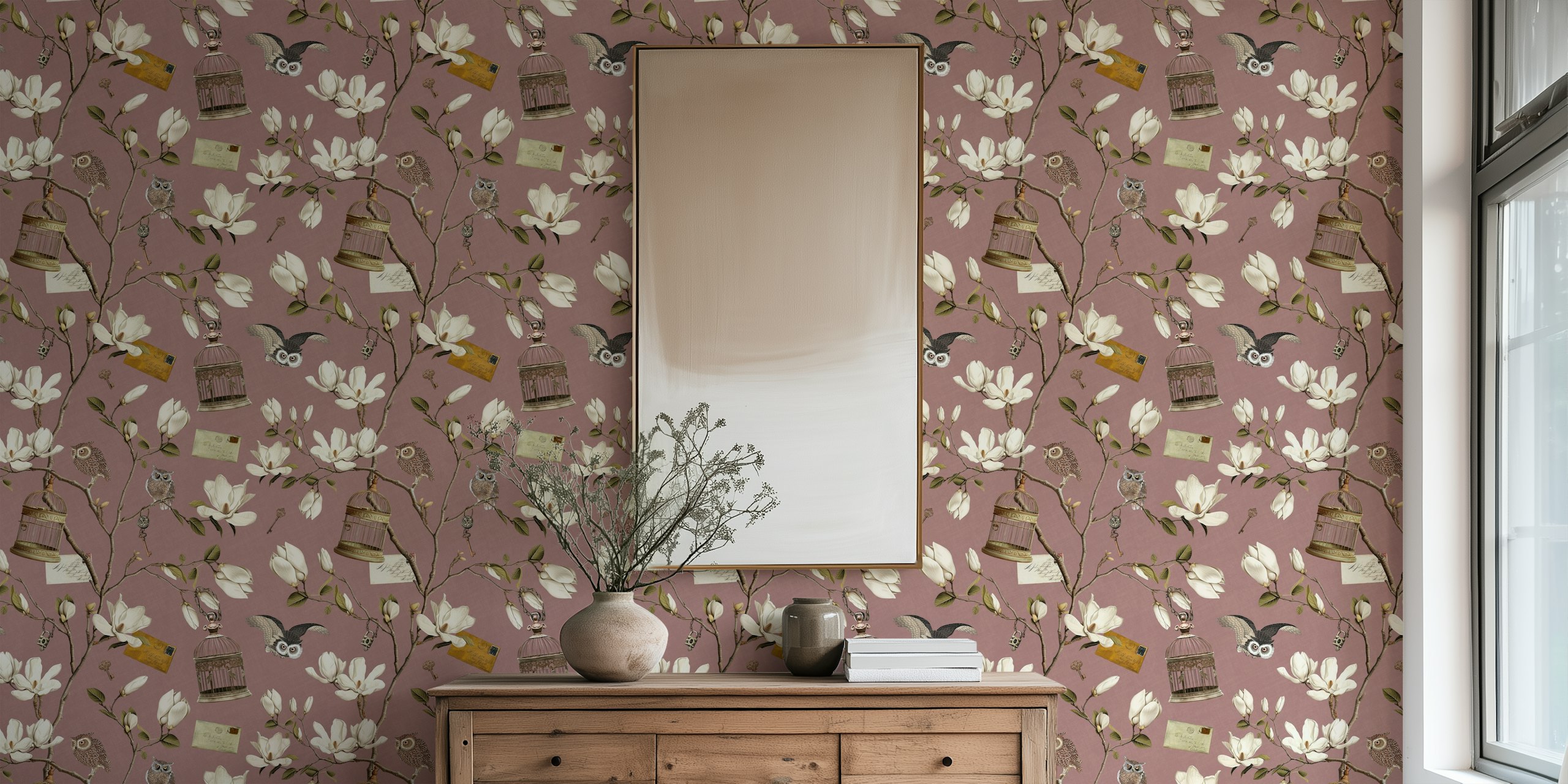 Magnolia Grove wallpaper in a room