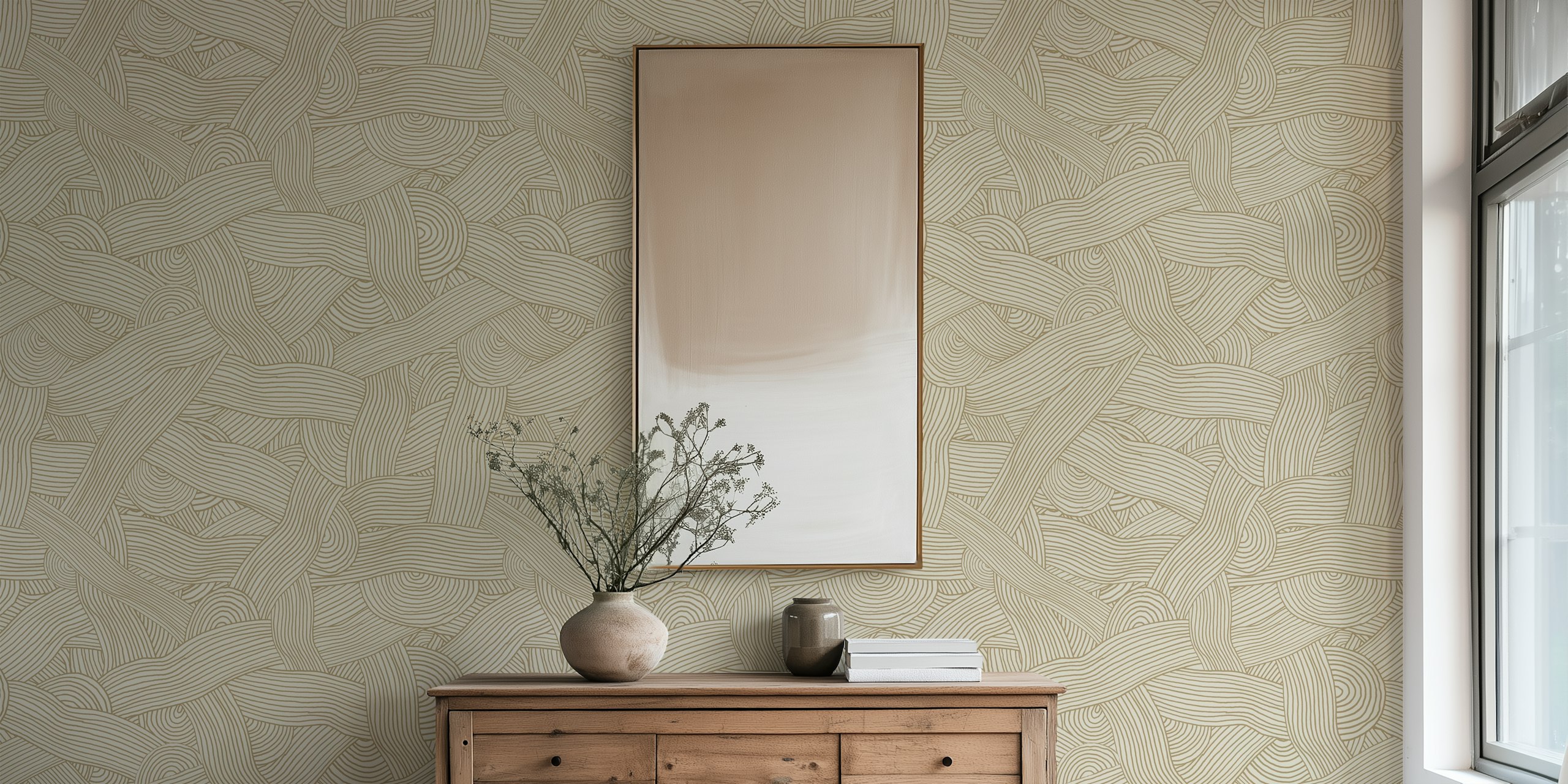 Sand Drift Lines wallpaper in a room