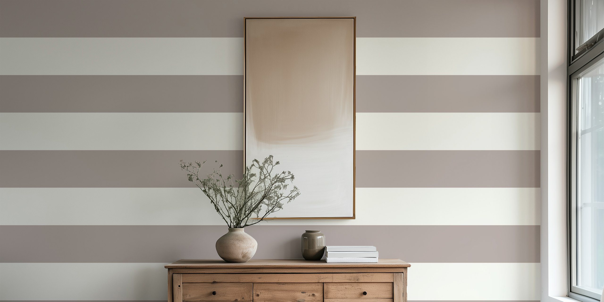 Smooth Beige Stripes Tapete in einem Raum