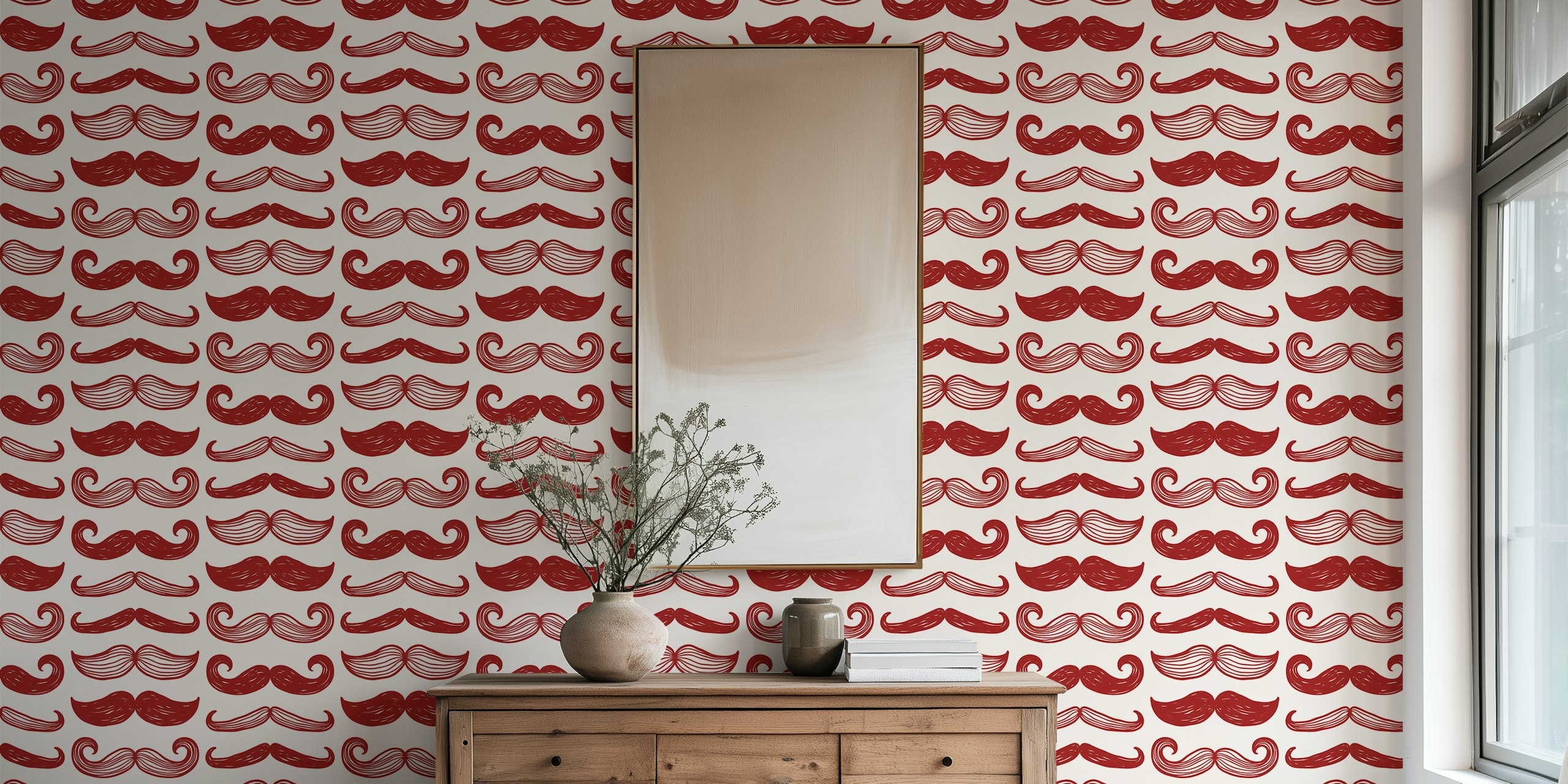 Vintage mustache styles wallpaper in room