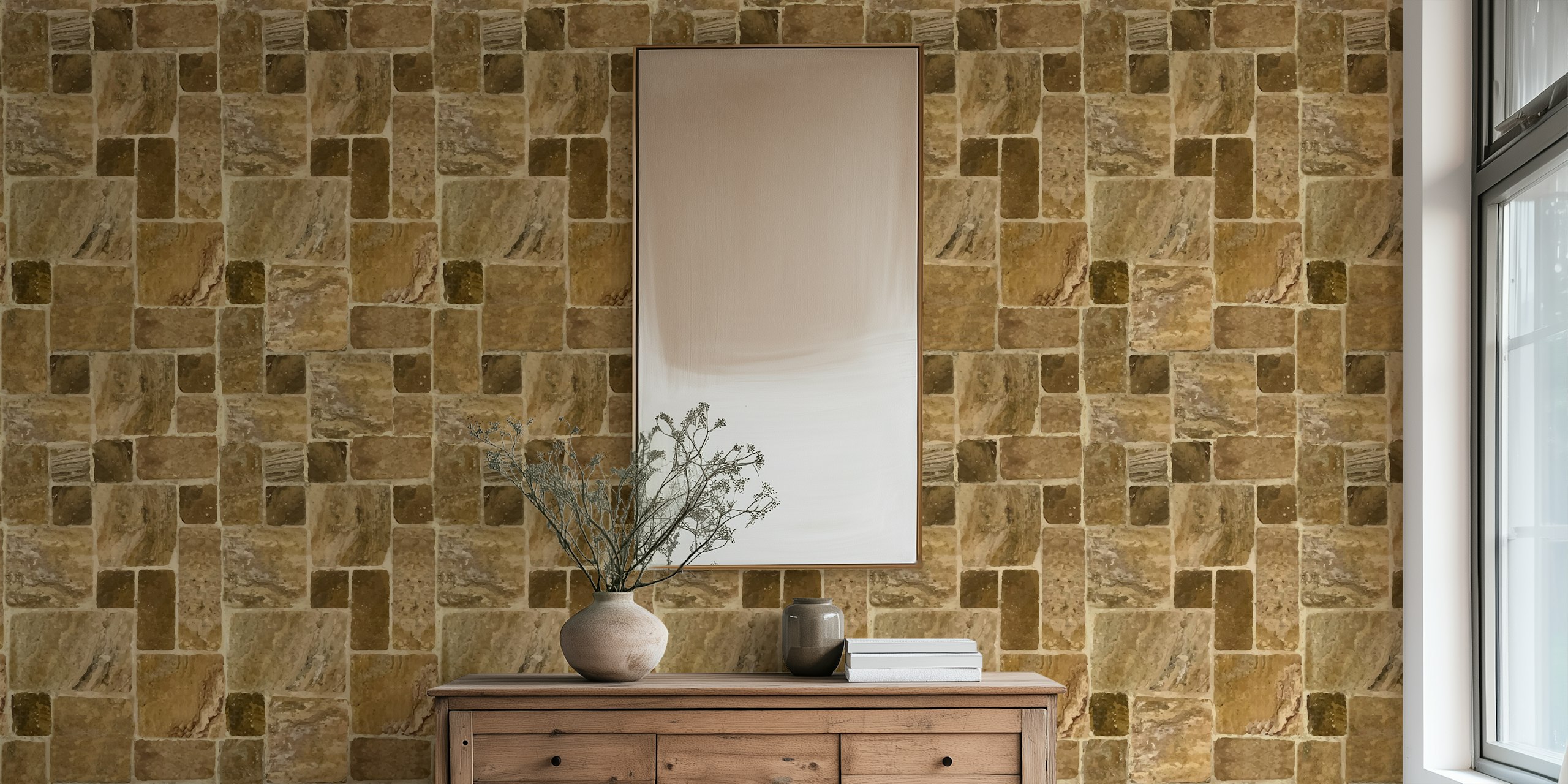 Mediterranean Tile Bliss wallpaper in a room