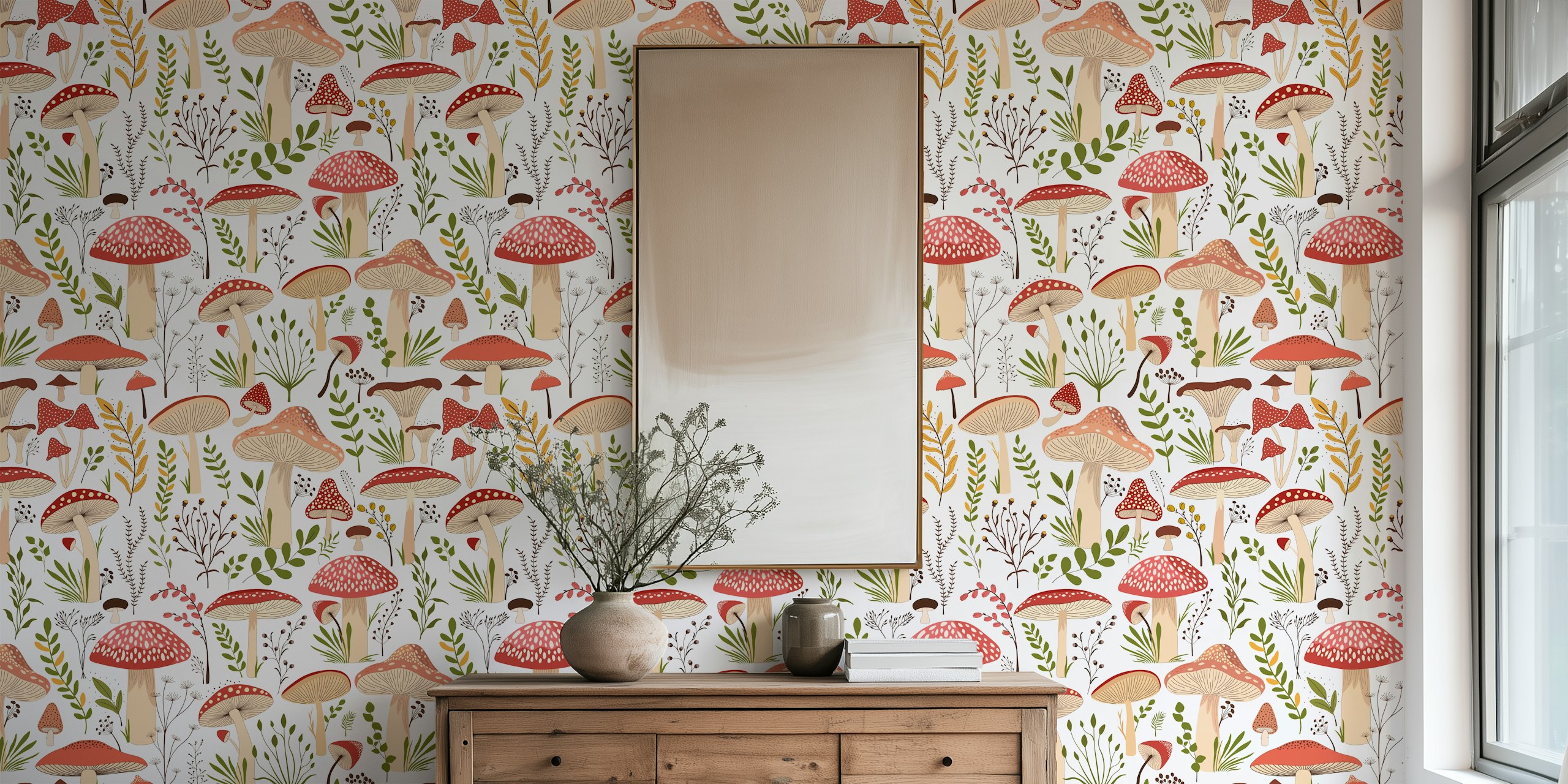 Charming Forest Fungi Design papier peint dans une pièce