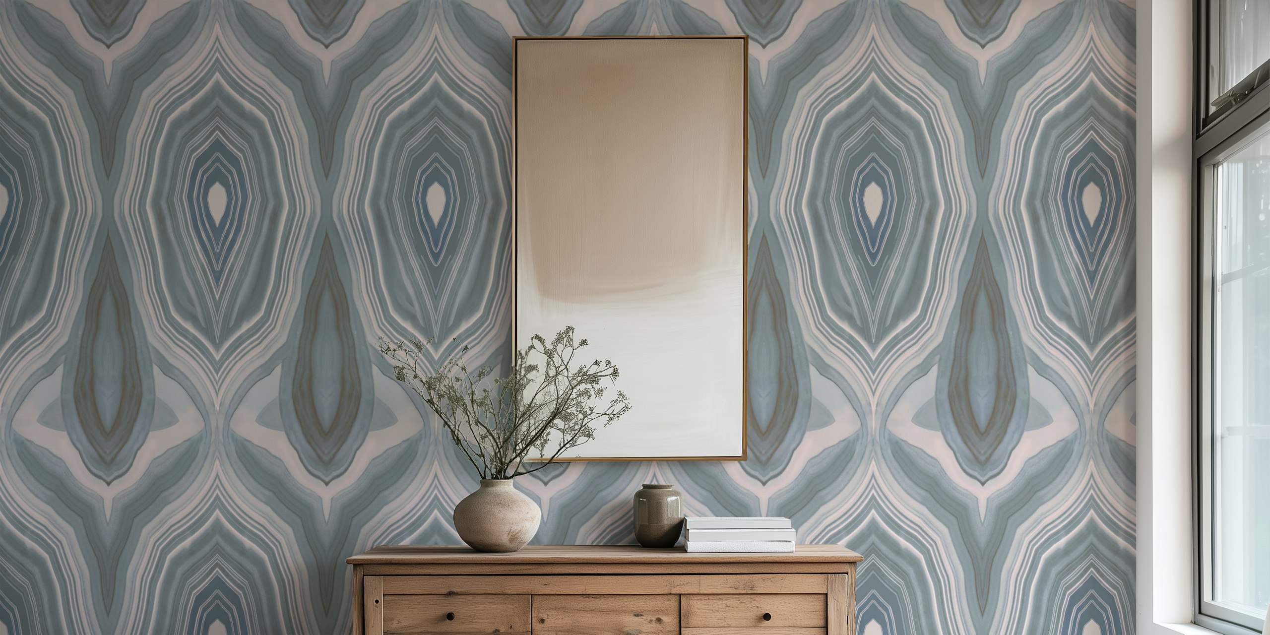 Symmetrical Marble Veins Tapete in einem Raum
