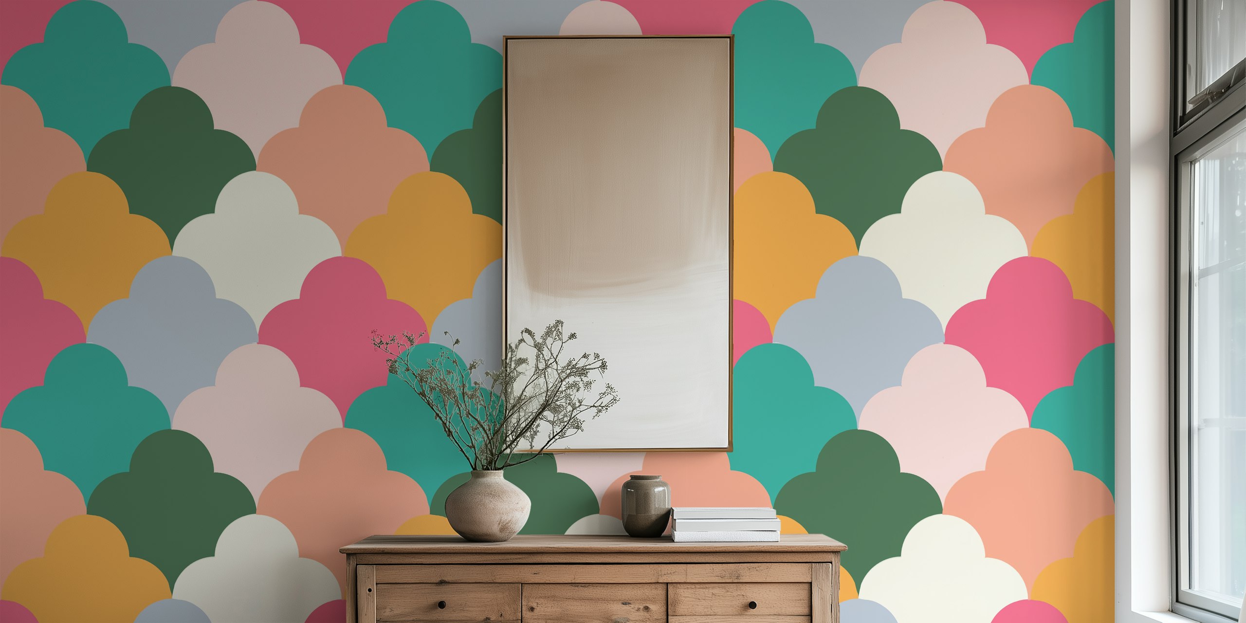 Papel tapiz Bold Clouds en un entorno de habitación
