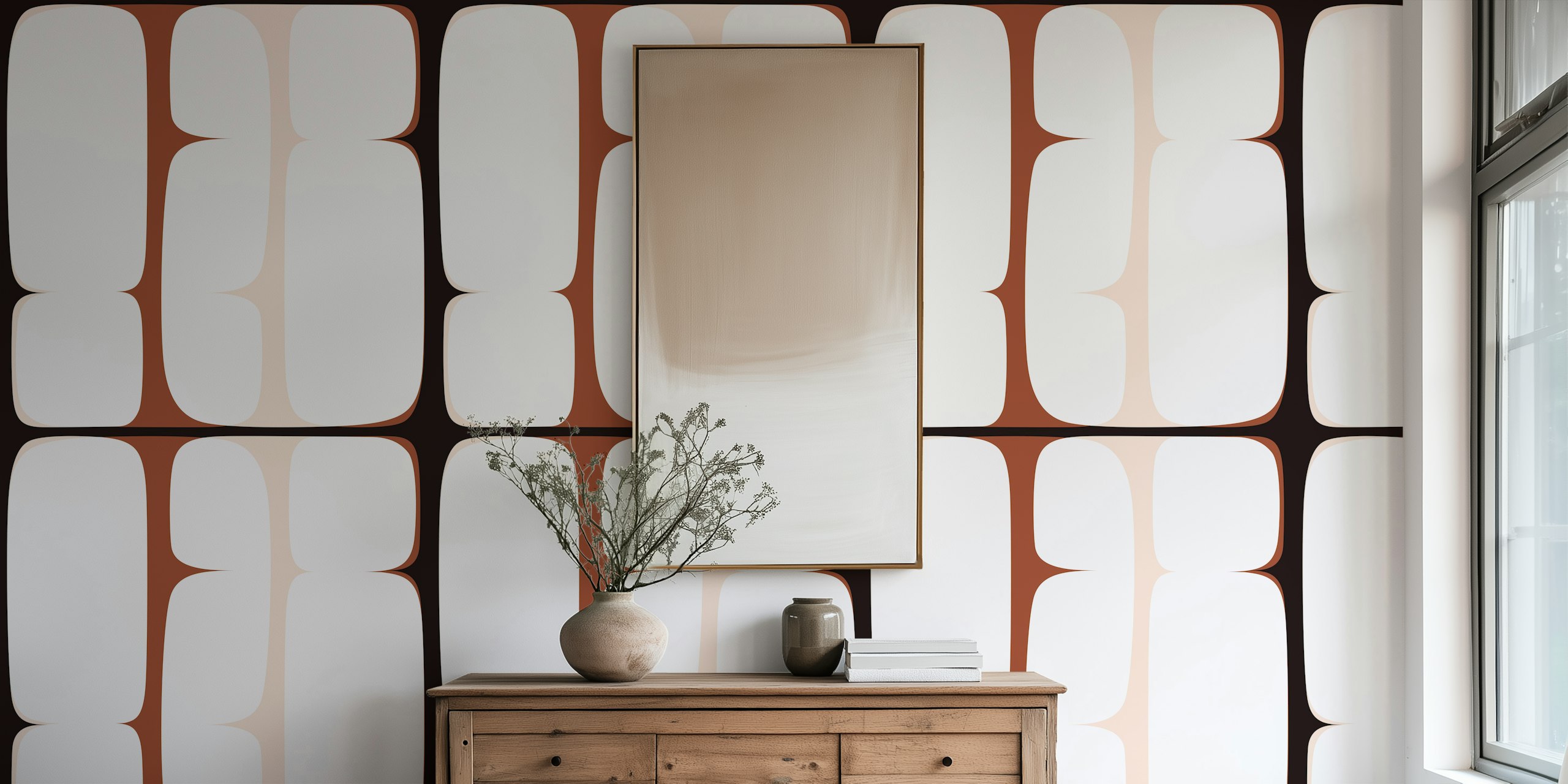 Papier peint Brown Minimal Shapes dans une pièce