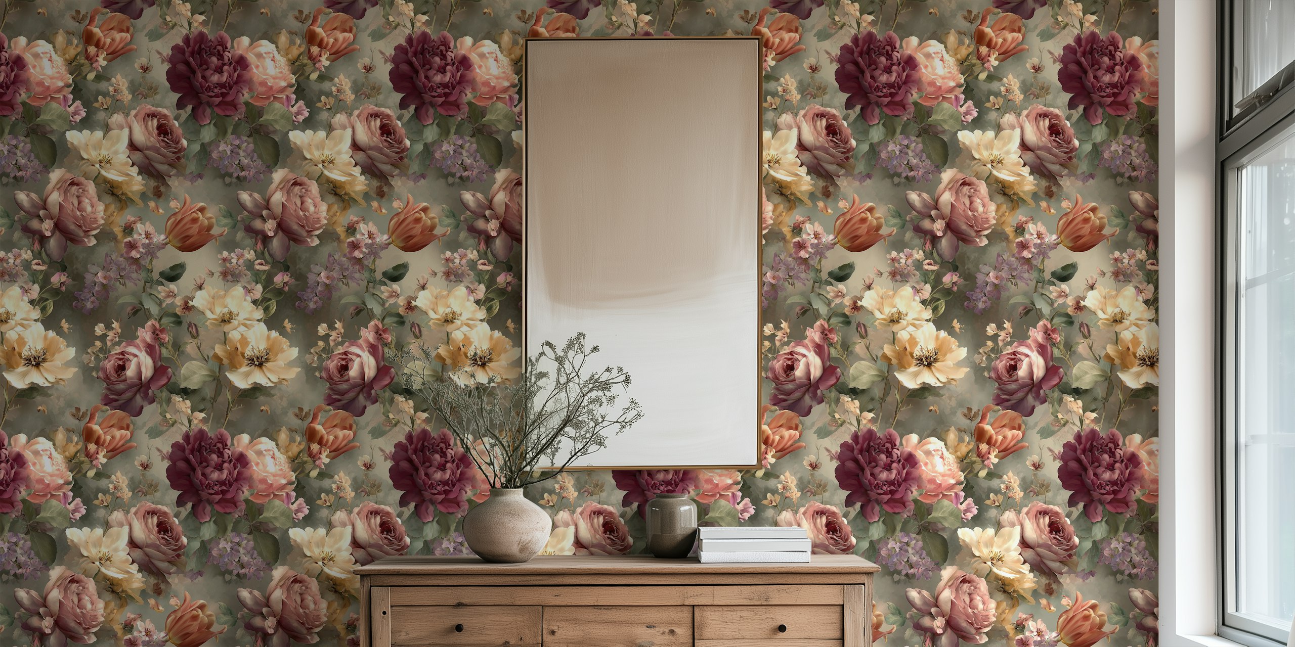 Papier peint Rustic Rose Garden dans une pièce
