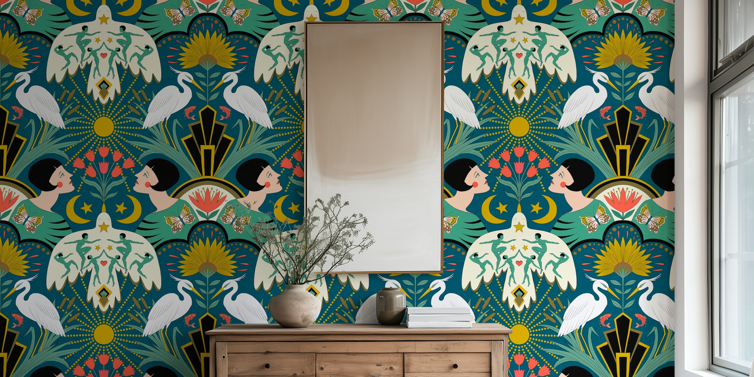 Tapeta Art Deco Dreams w urządzonym pokoju