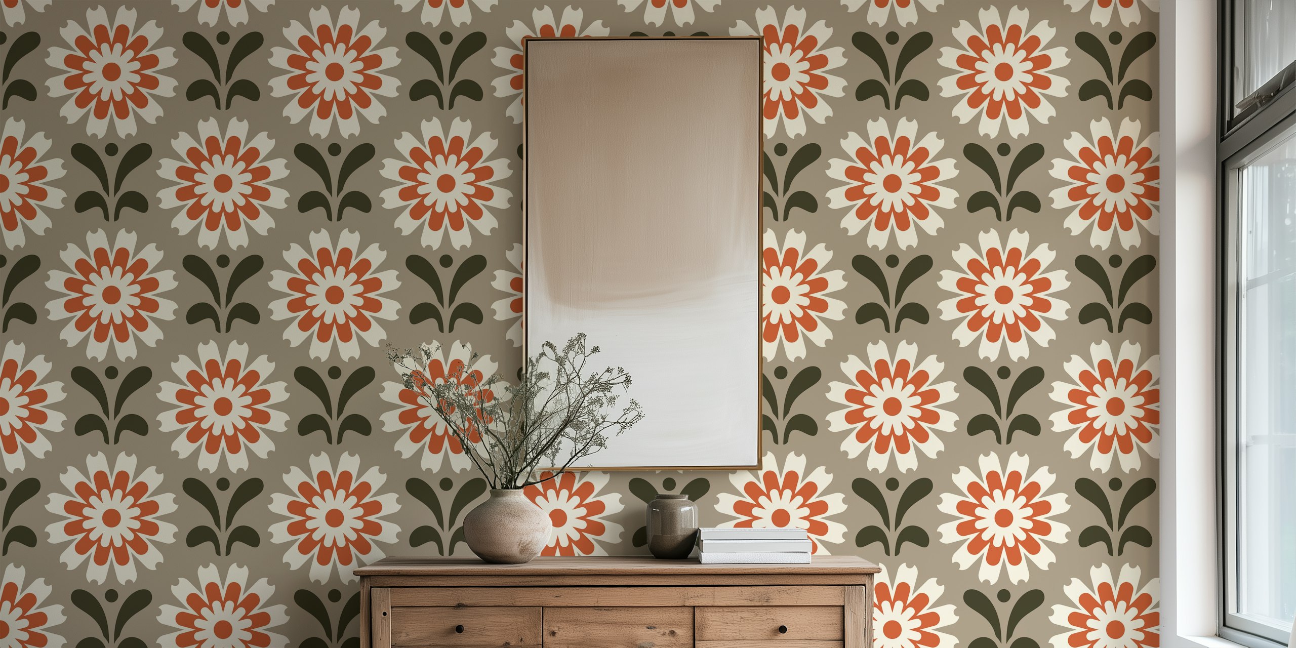 Rustic Daisy Harmony wallpaper in a room