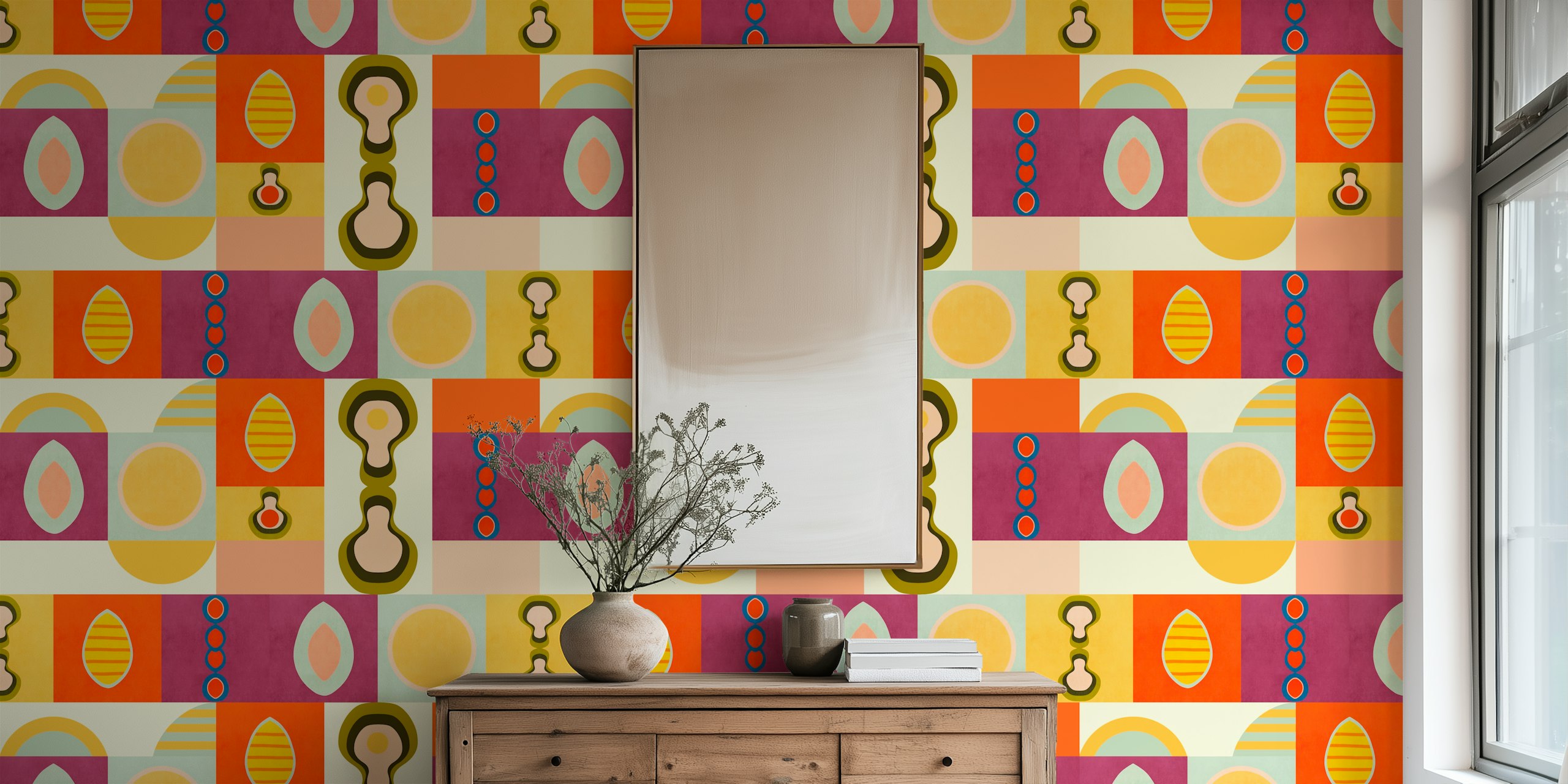 Σχεδίαση ταπετσαρίας Mid century Vivid Geometric