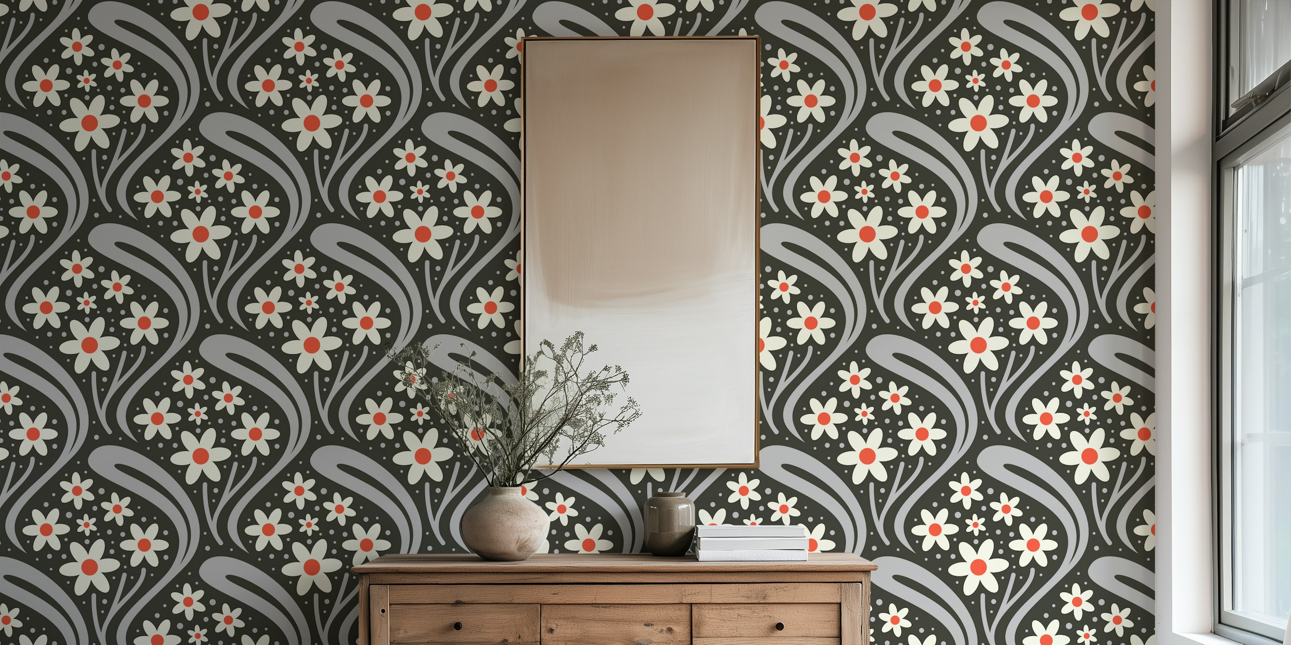 Vintage Daisy Fantasy behangontwerp