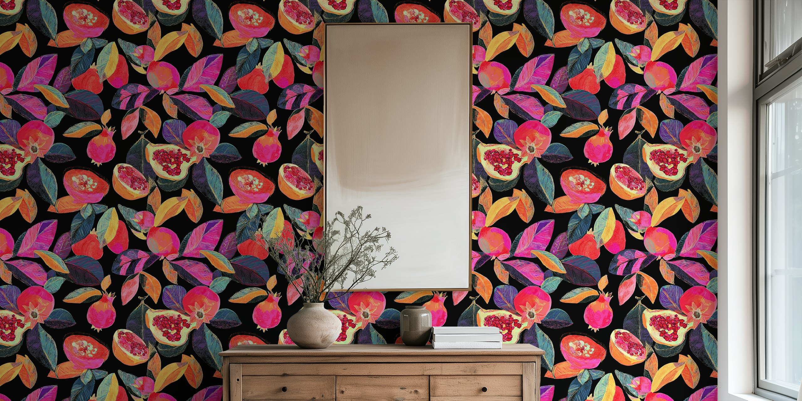 Pomegranate Paradise wallpaper in a room