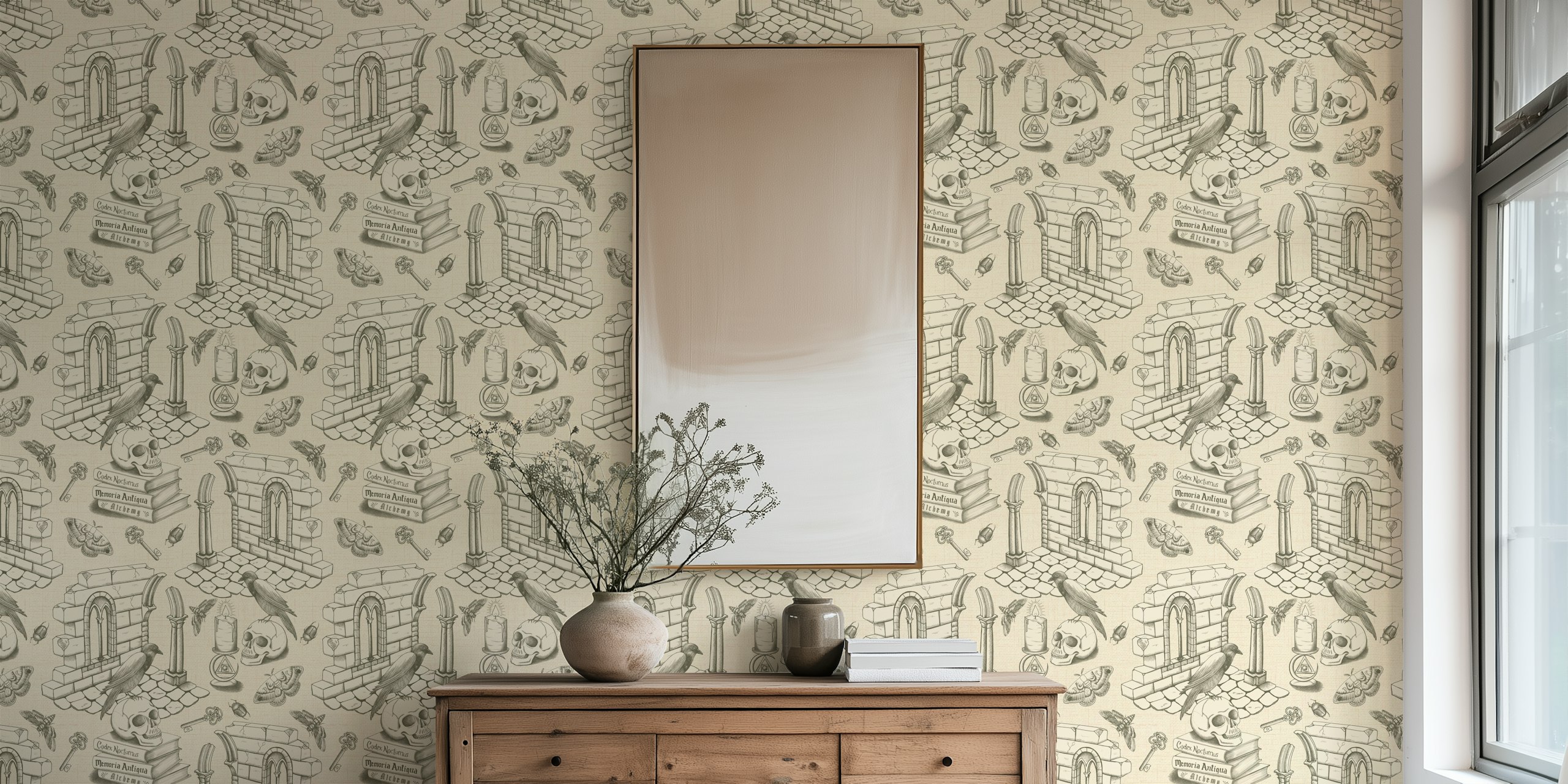 Dark Academia Toile de Jouy wallpaper design