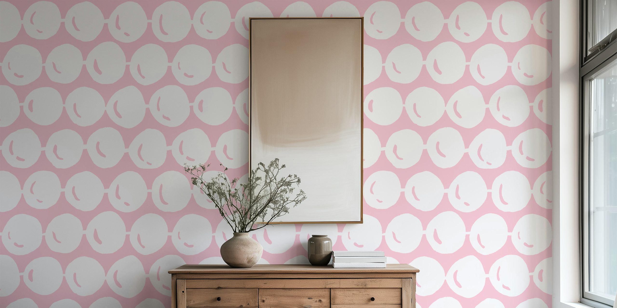 Papel de parede rosa com Shiny Pearls ou Bubble Circles
