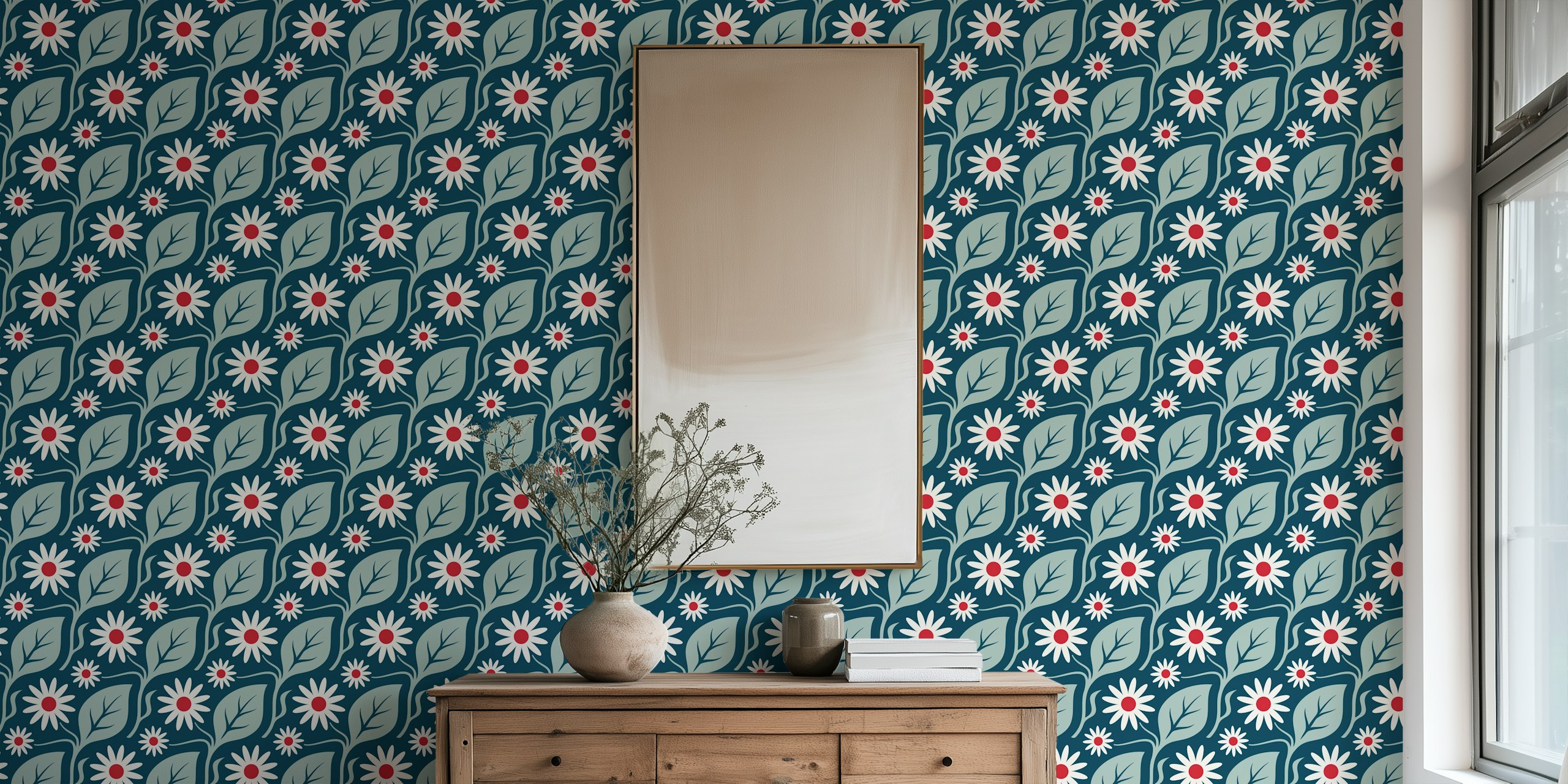 Elegant Daisy wallpaper in a room setting