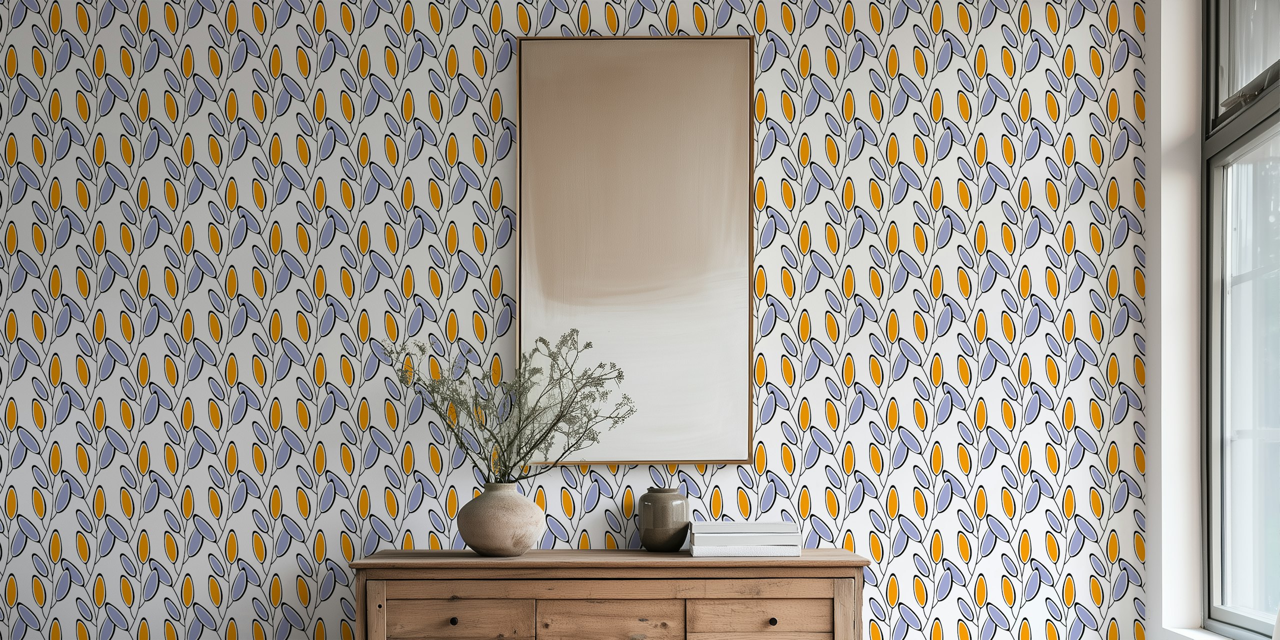 Tapet med design av Vibrant Abstract Leaves