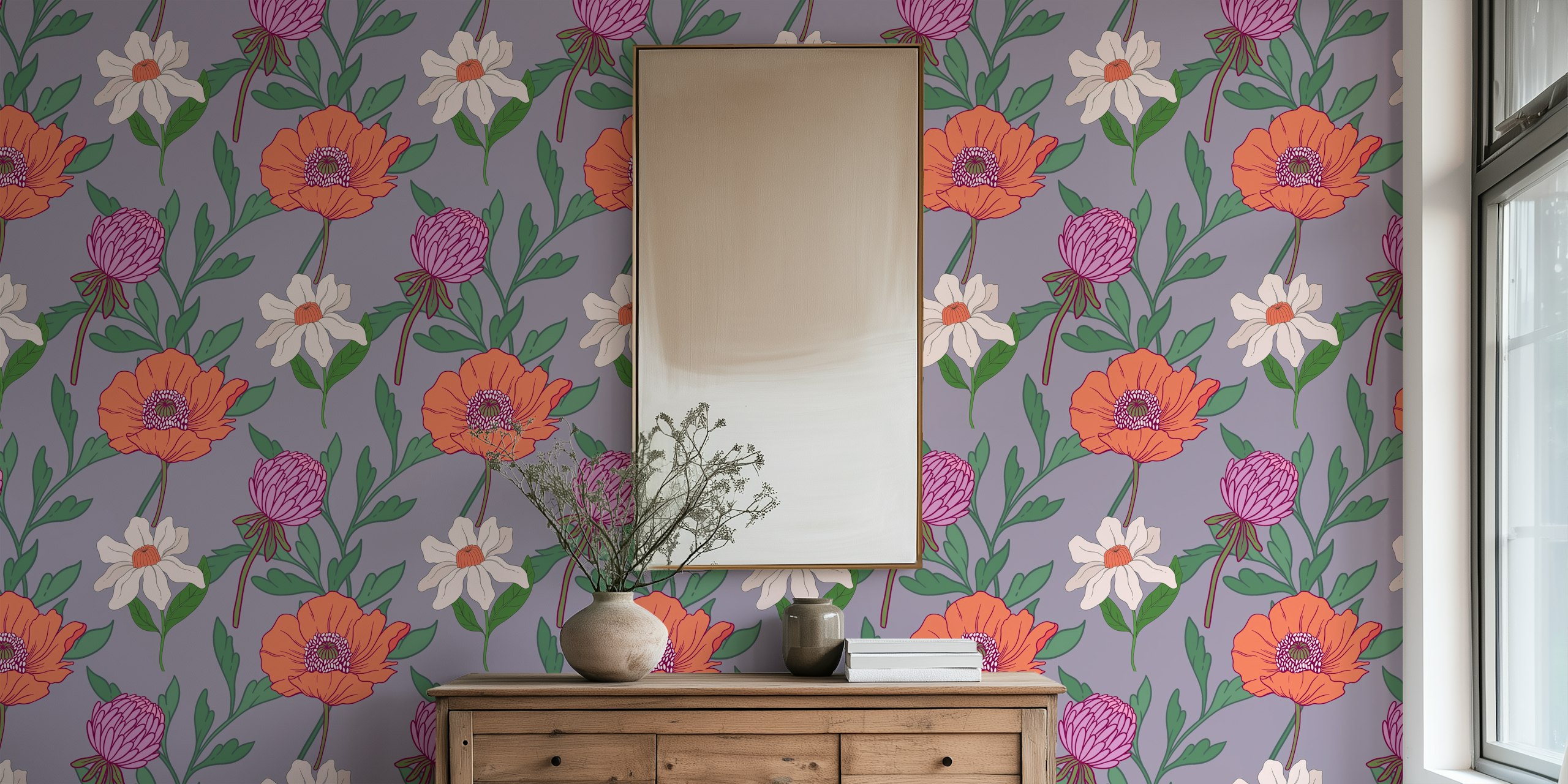 Dream at Dusk floral wallpaper in a room