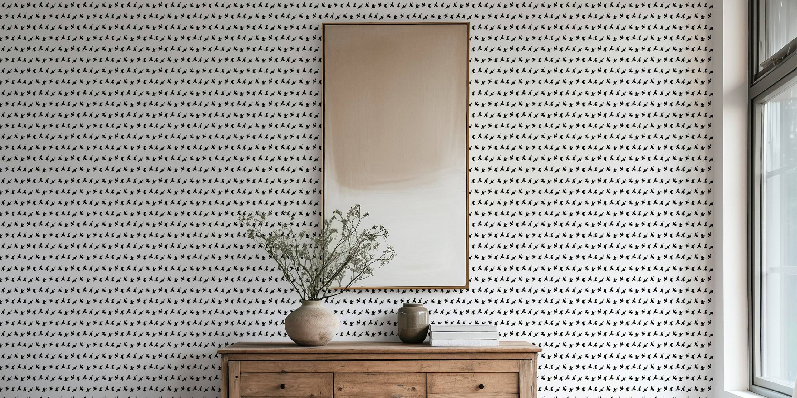 Black cross shapes on a cream background wallpaper