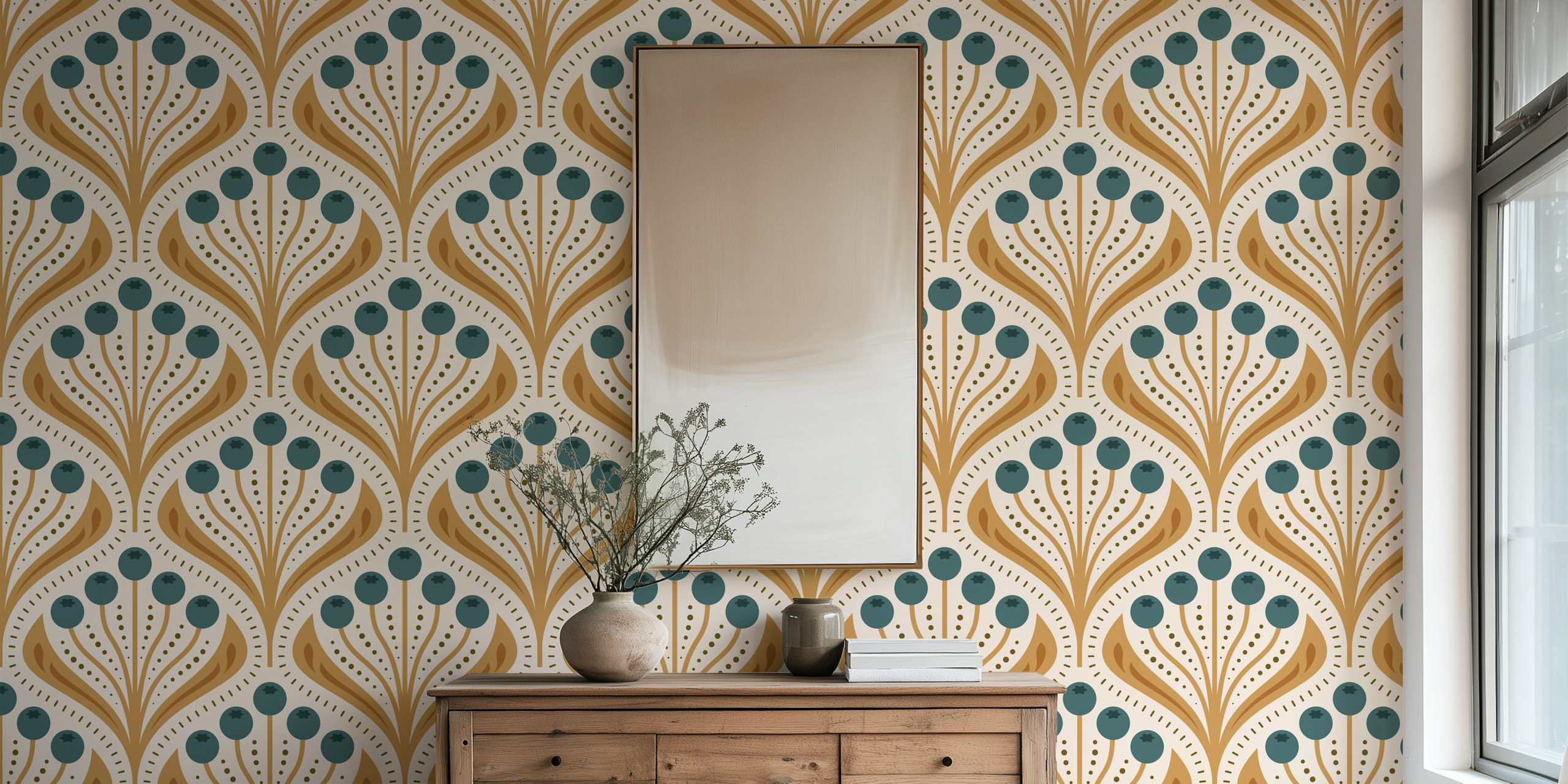 Vintage Berry Delight wallpaper in a room