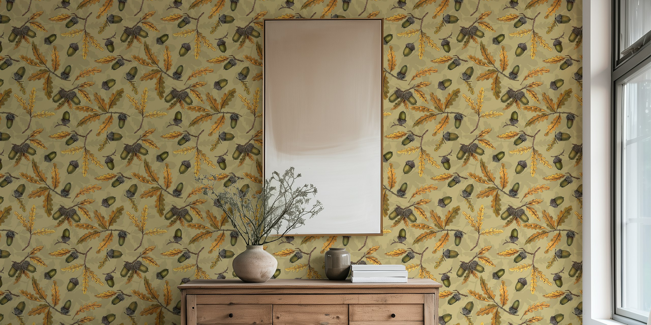 Design de papier peint Acorns and oak leaves