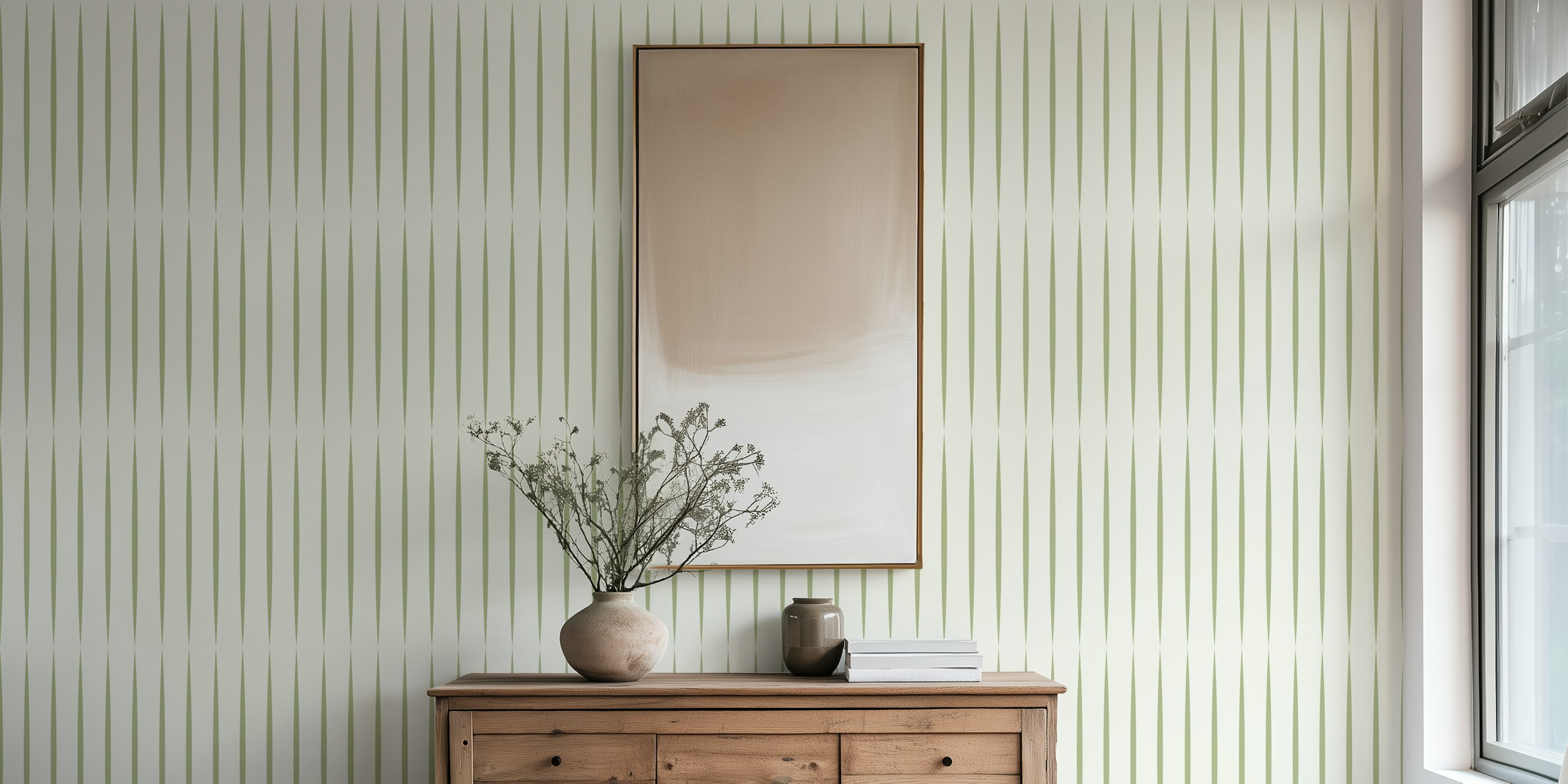 Elegant Olive Stripes tapet i et rom
