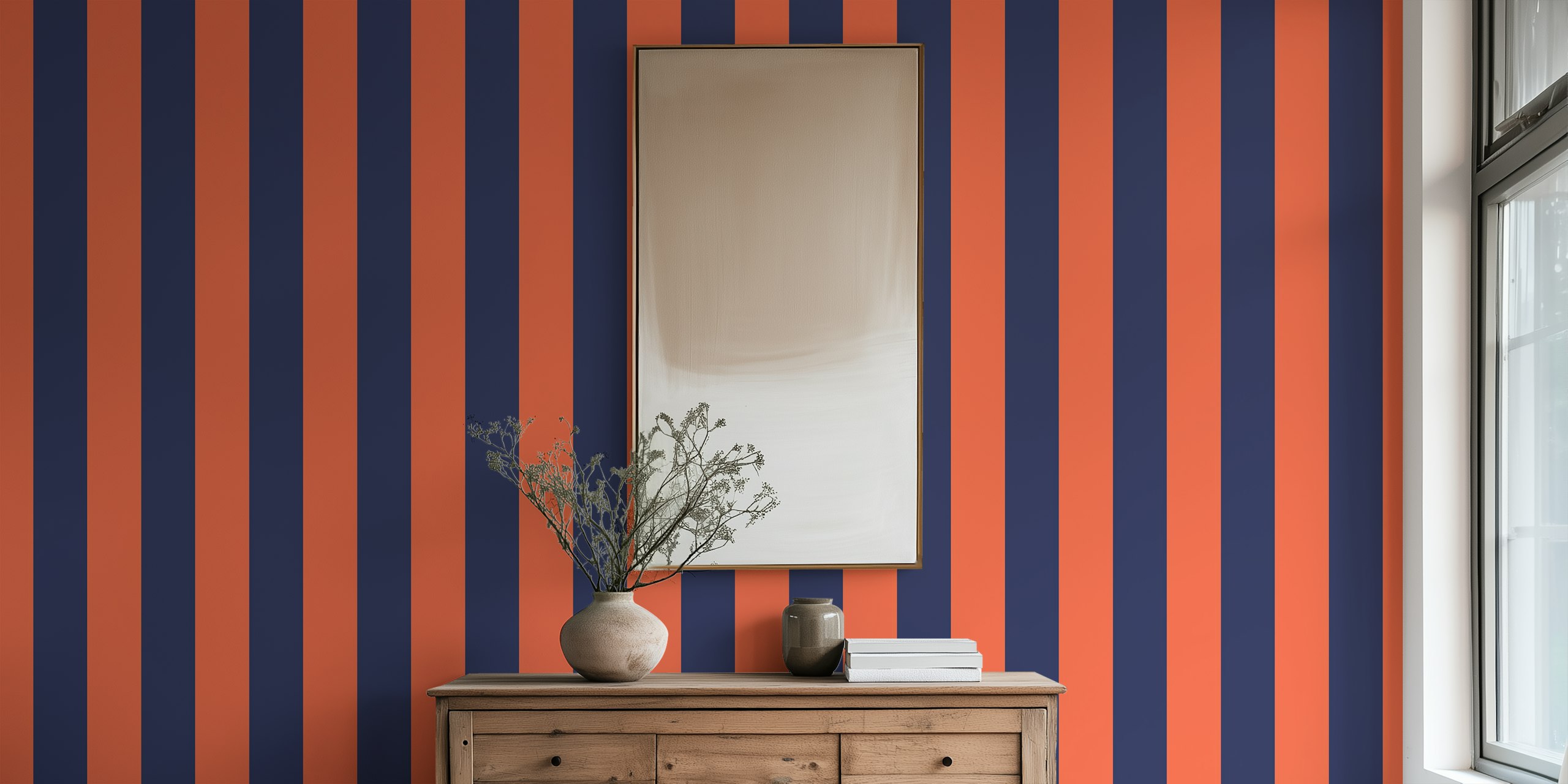 Red and navy striped pattern wallpaper