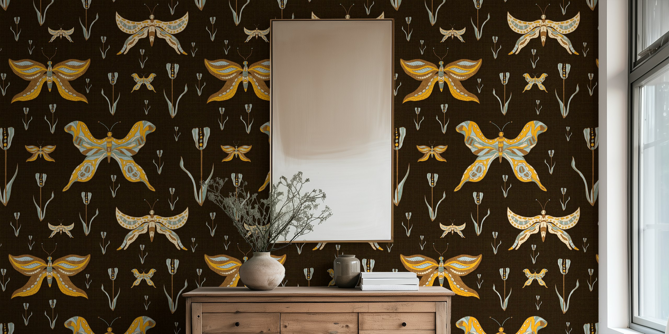 Bountiful Butterflies wallpaper in a room