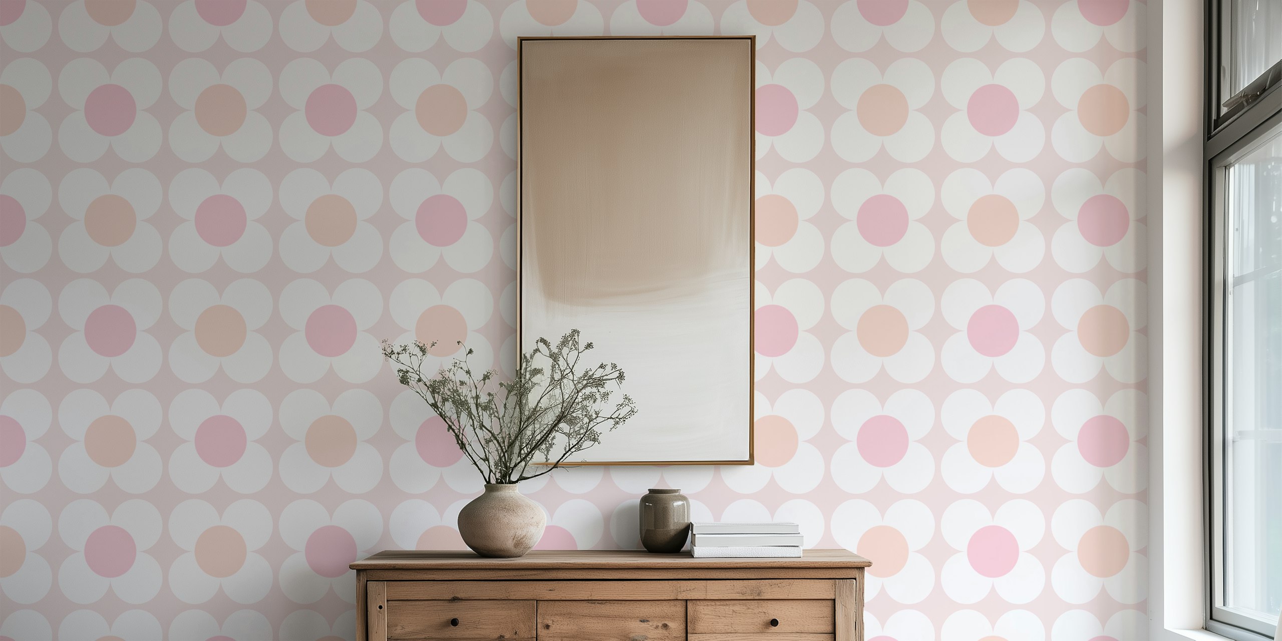 Pastel Scandi Flowers wallpaper in a room