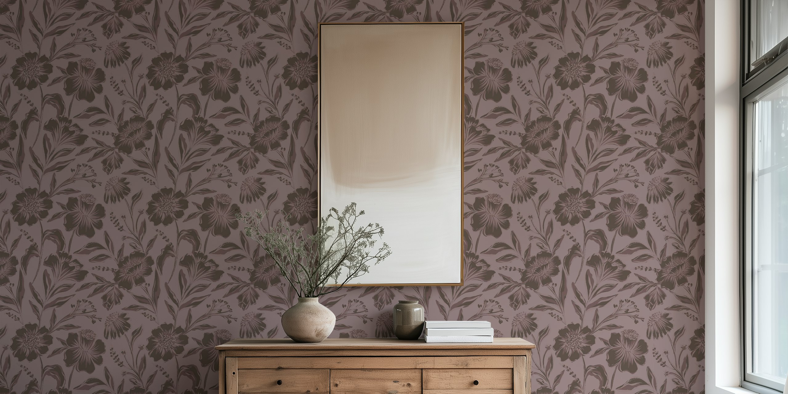 Papel pintado Romantic Botanical Bliss en una habitación