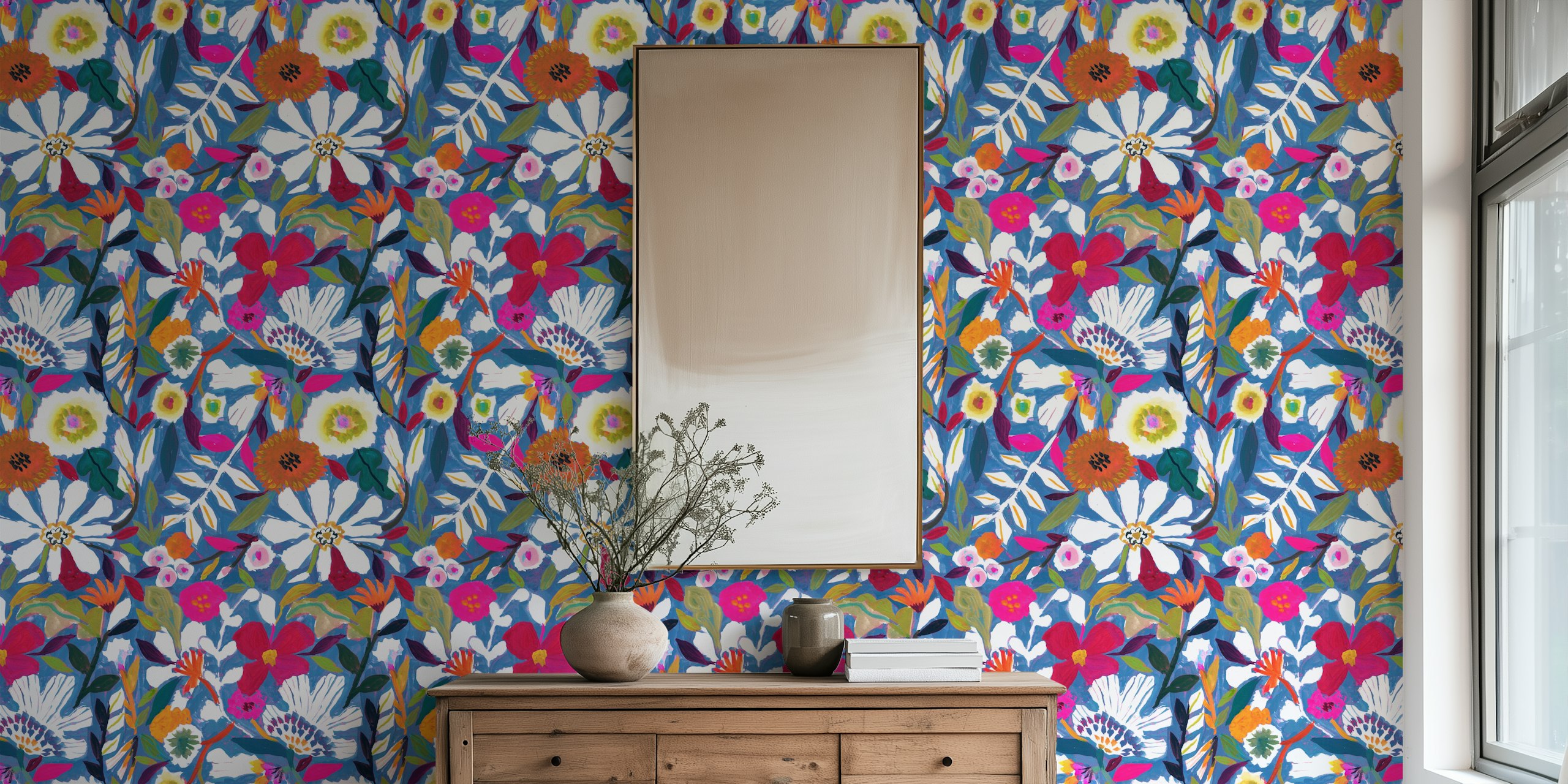 Papier peint Bold florals dans une ambiance de pièce