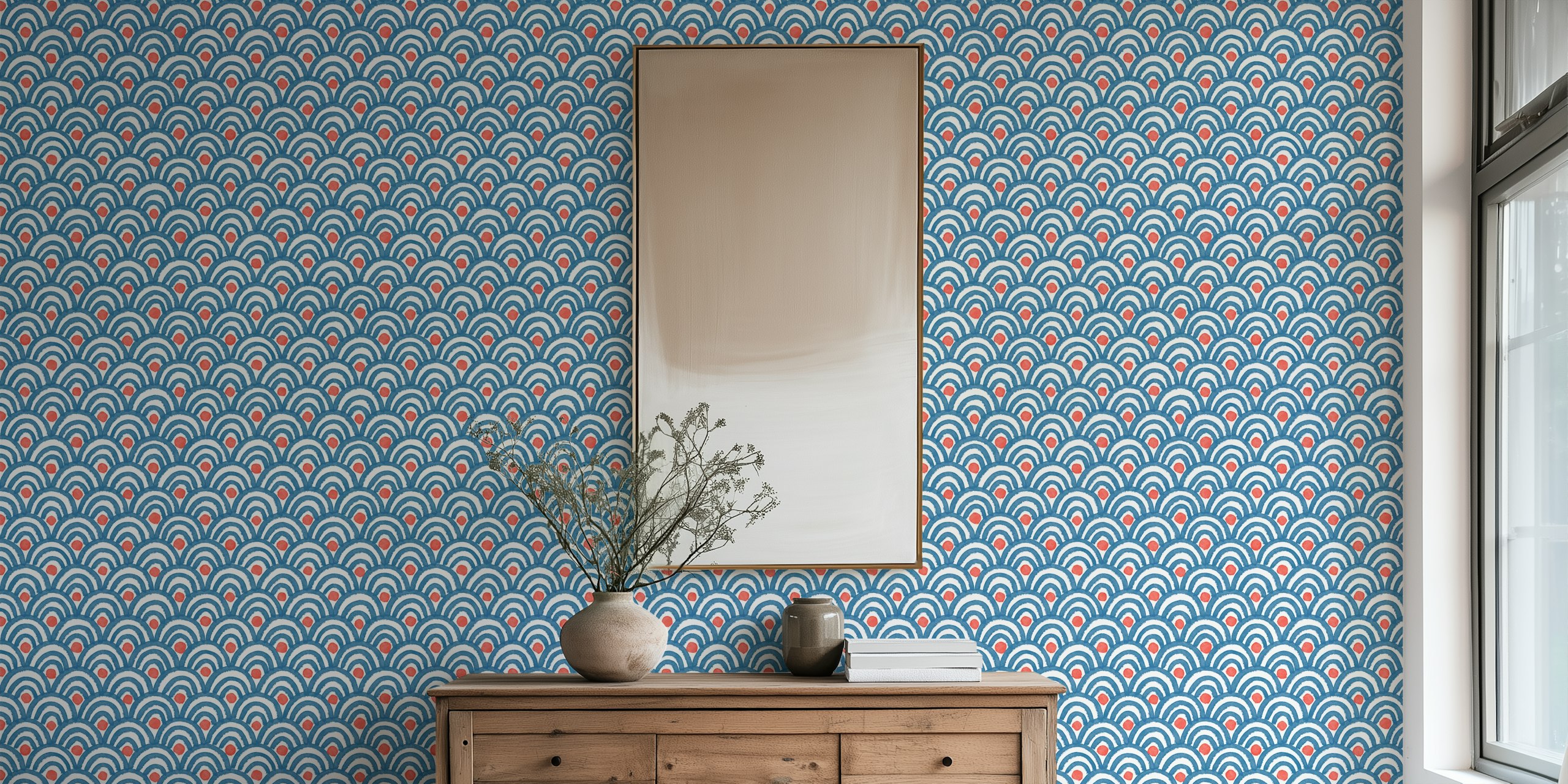 Japanese Rainbow Fans wallpaper in a room
