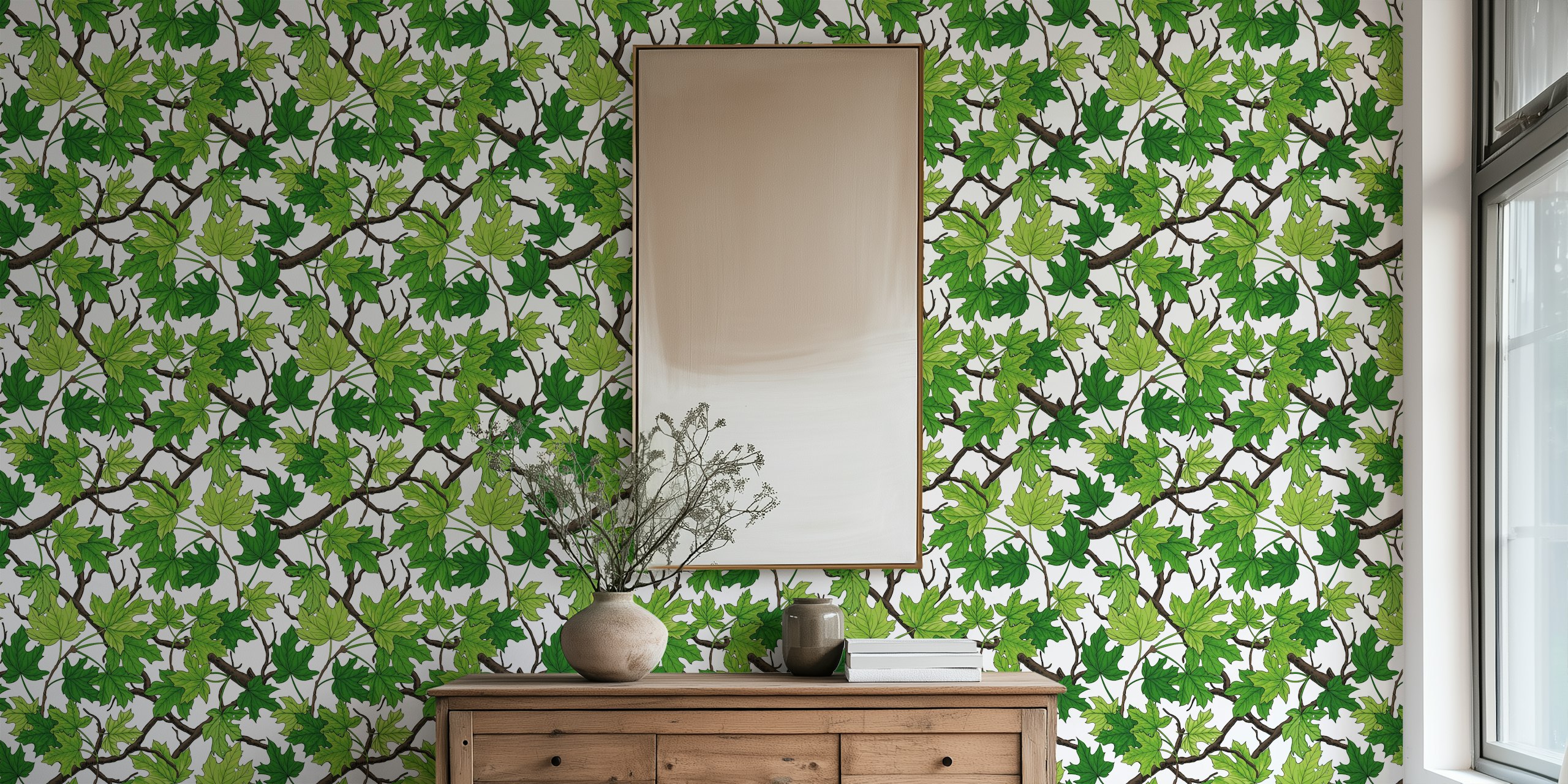 Maple leaves on black tapetti