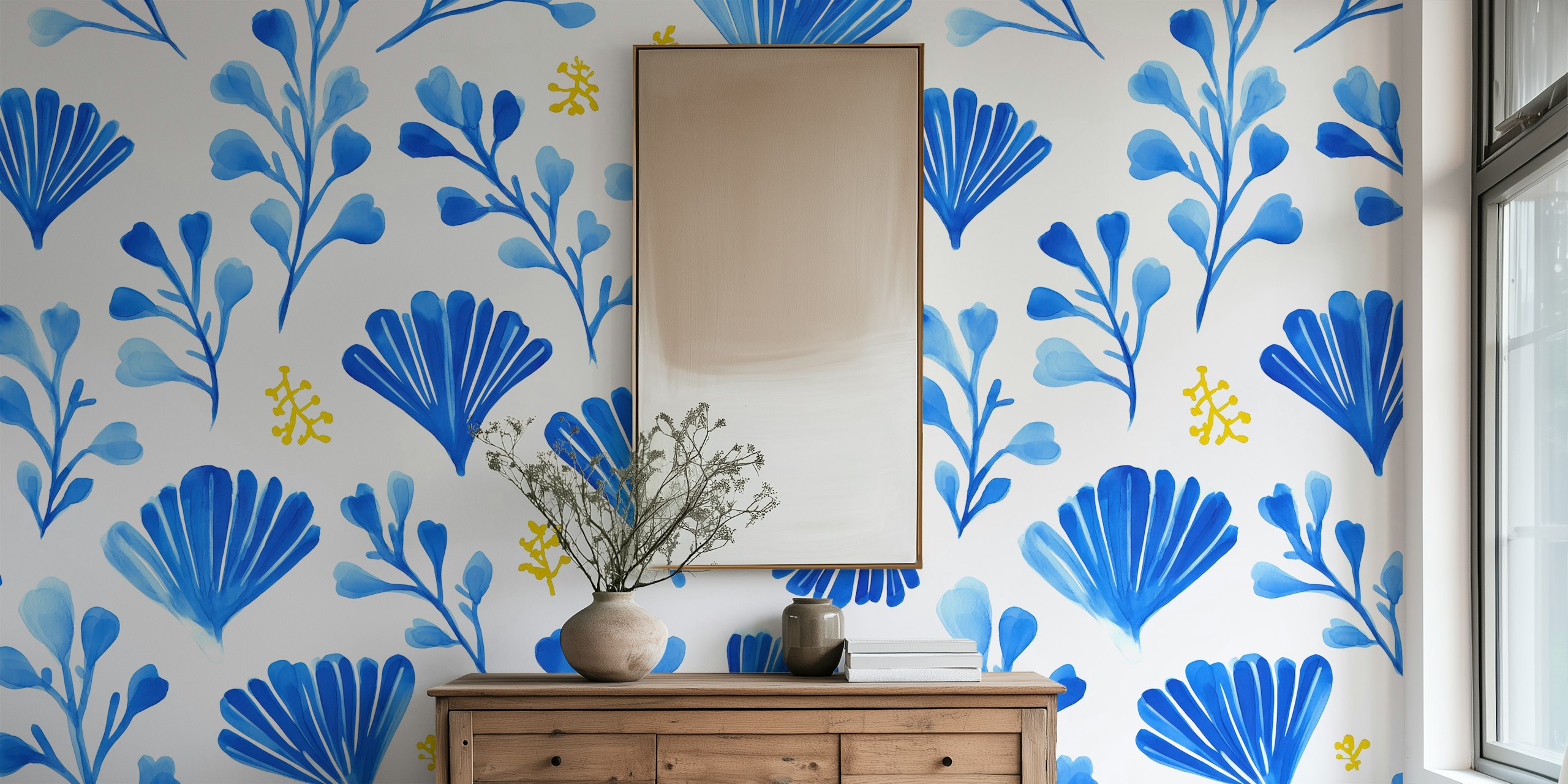 Papier peint Ocean Breeze Blooms dans une pièce